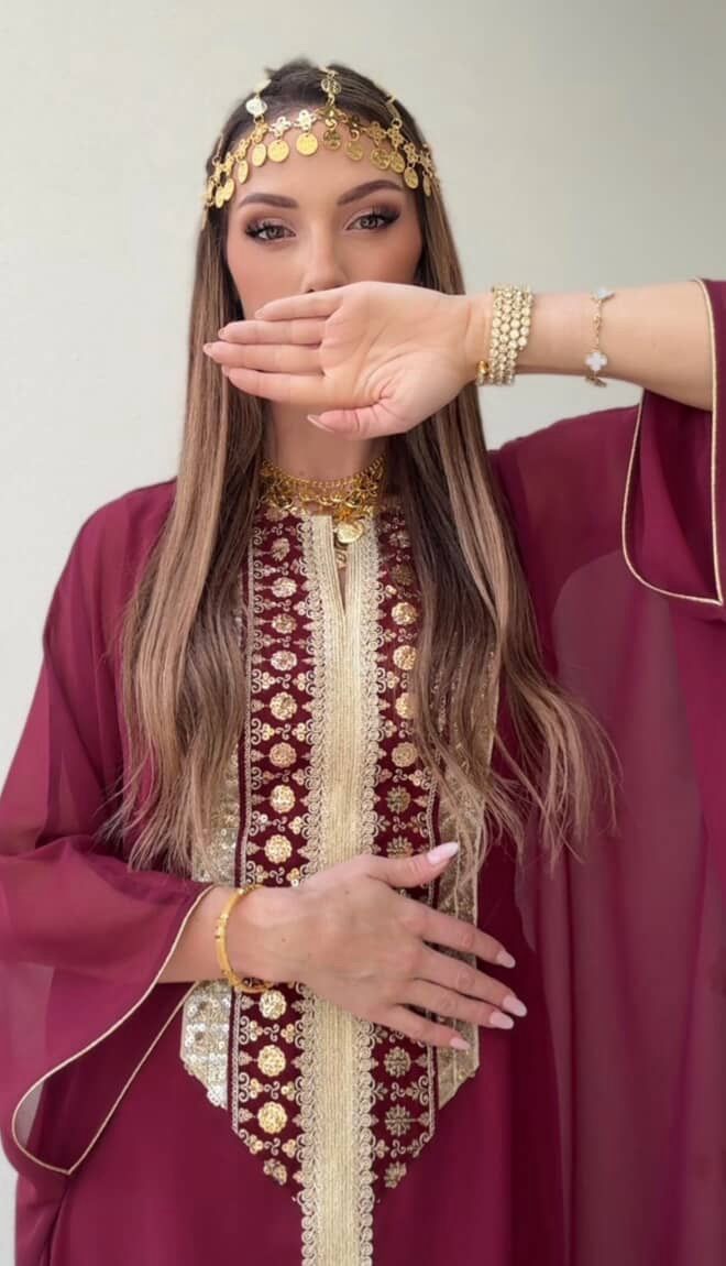 Jaqulyen’s Royal Look in the Samira Red Embellished Kaftan