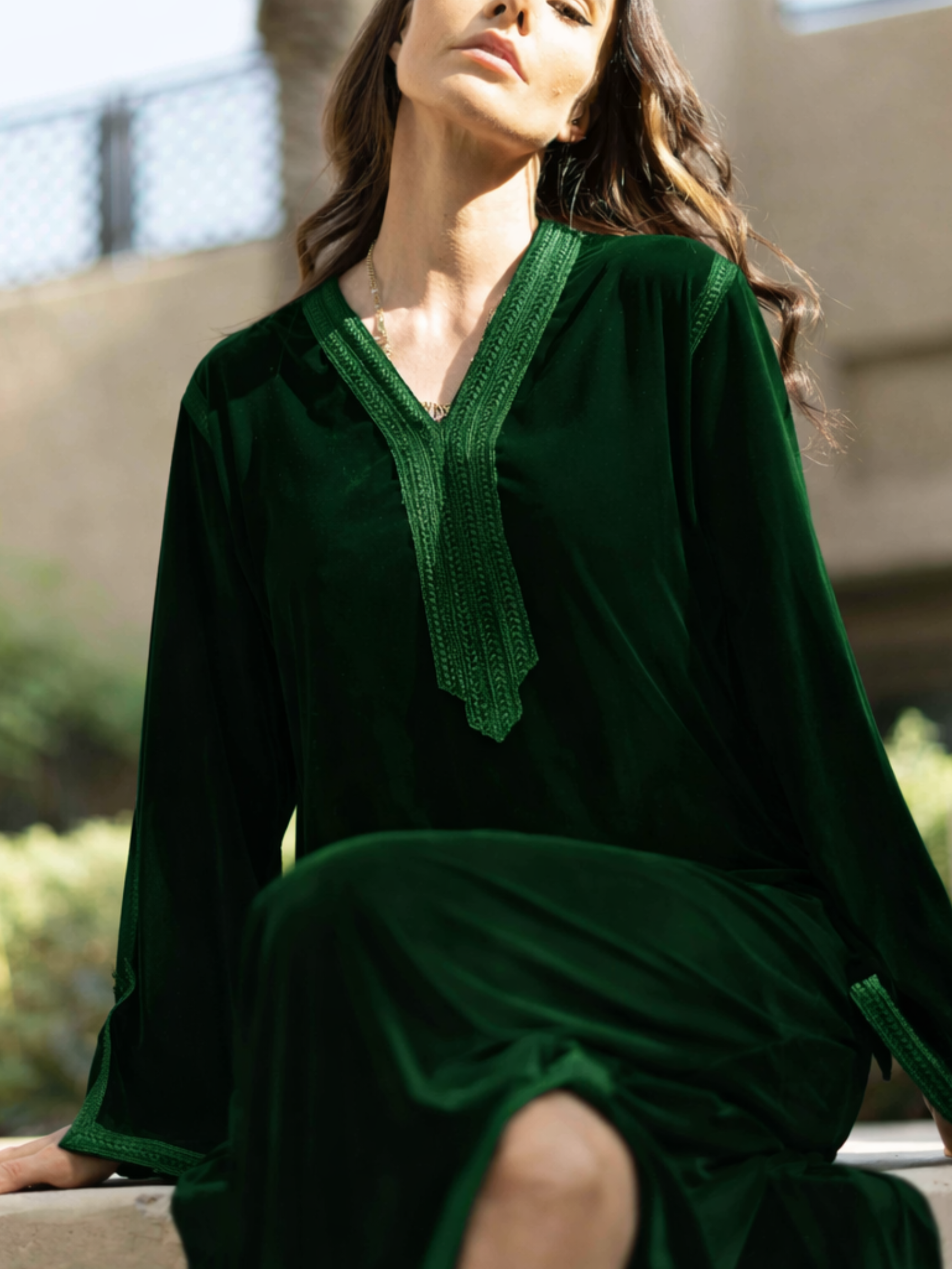 SANAA VELVET DARK GREEN KAFTAN