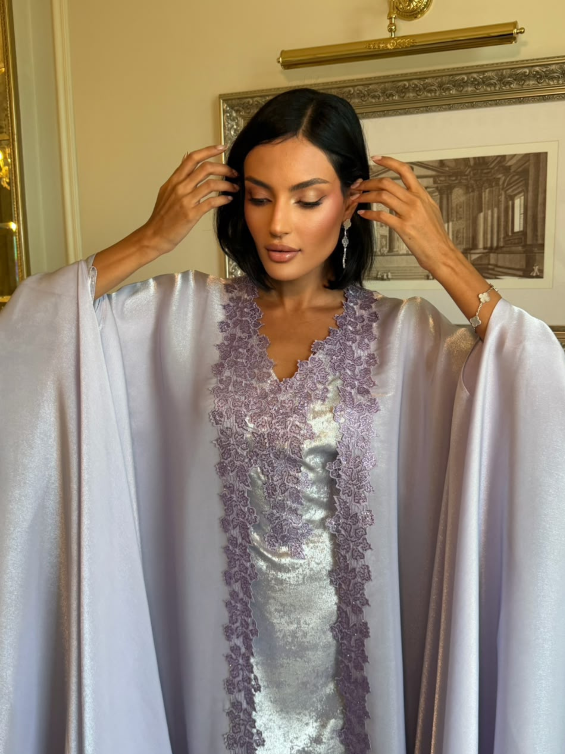 AYLA LILAC EMBROIDERED KAFTAN