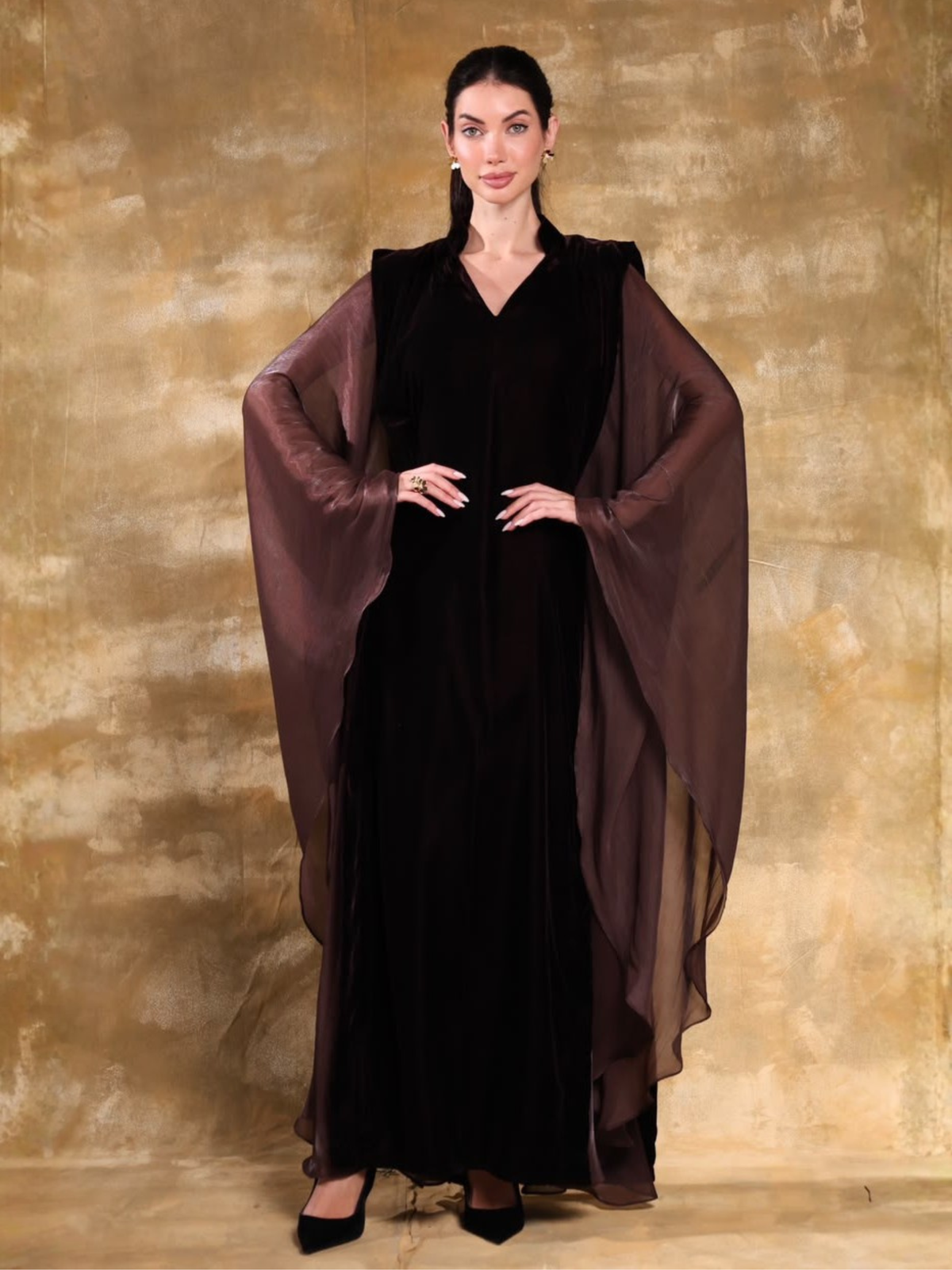 LAYAL BROWN VELVET KAFTAN