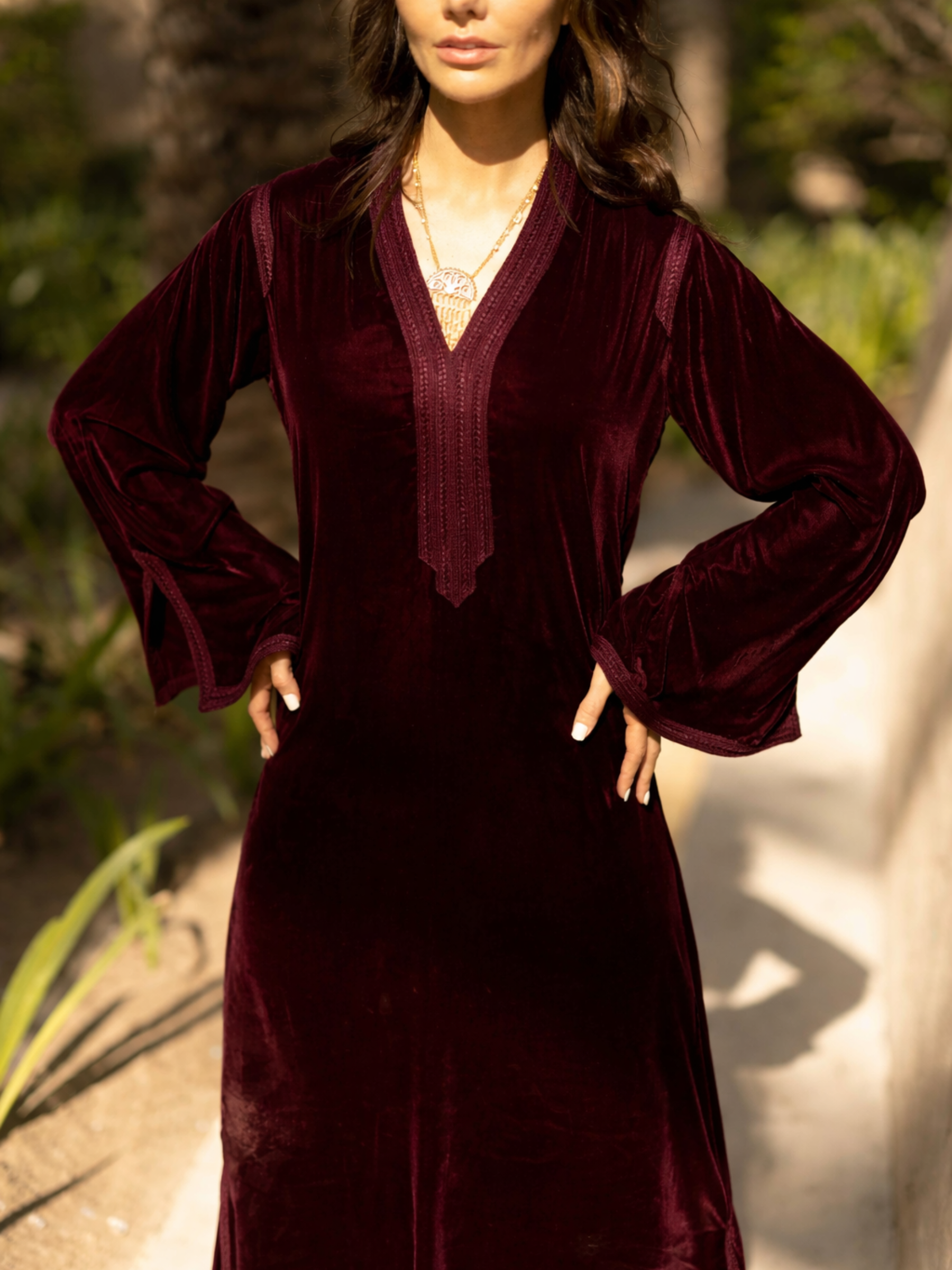 SANAA VELVET MAROON KAFTAN