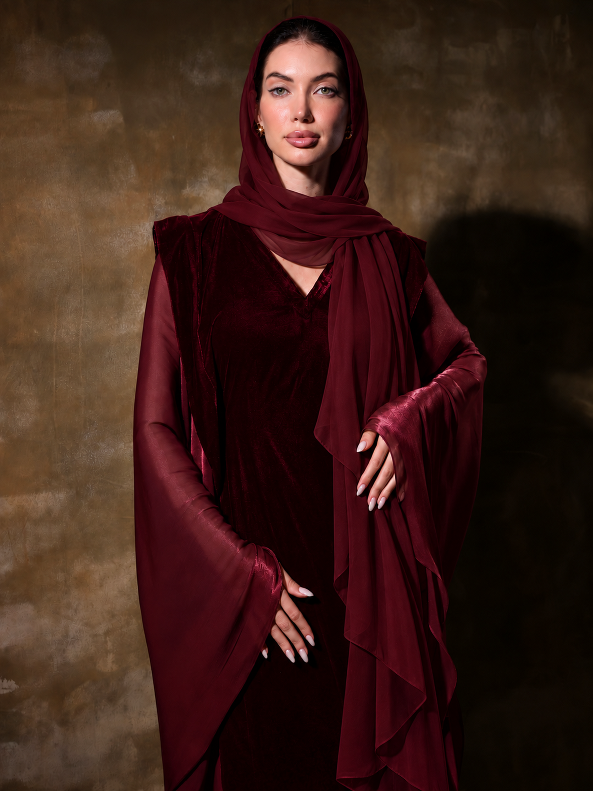 SHAWL CHIFFON MAROON
