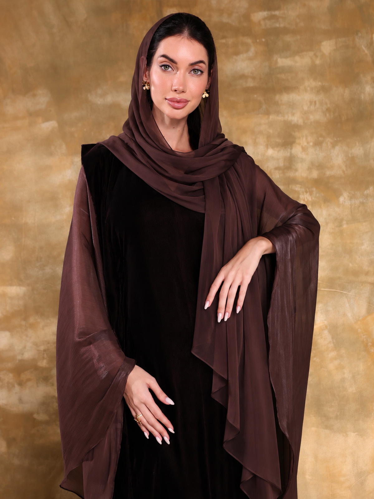 SHAWL CHIFFON BROWN