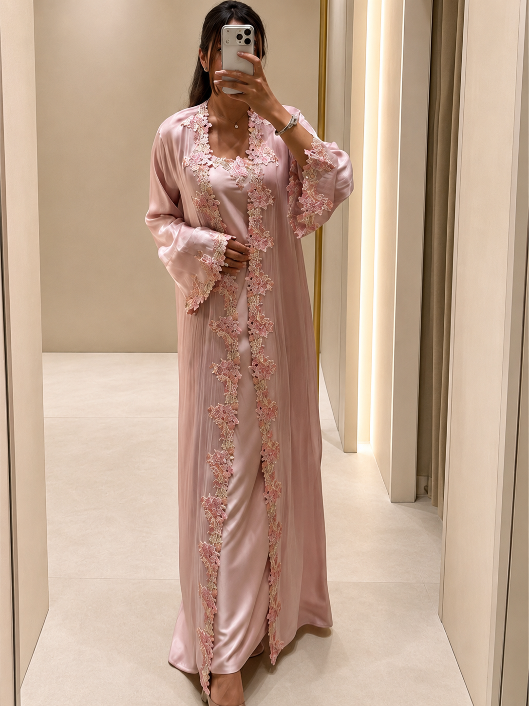 LARA BLUSH PINK EMBROIDERED ABAYA