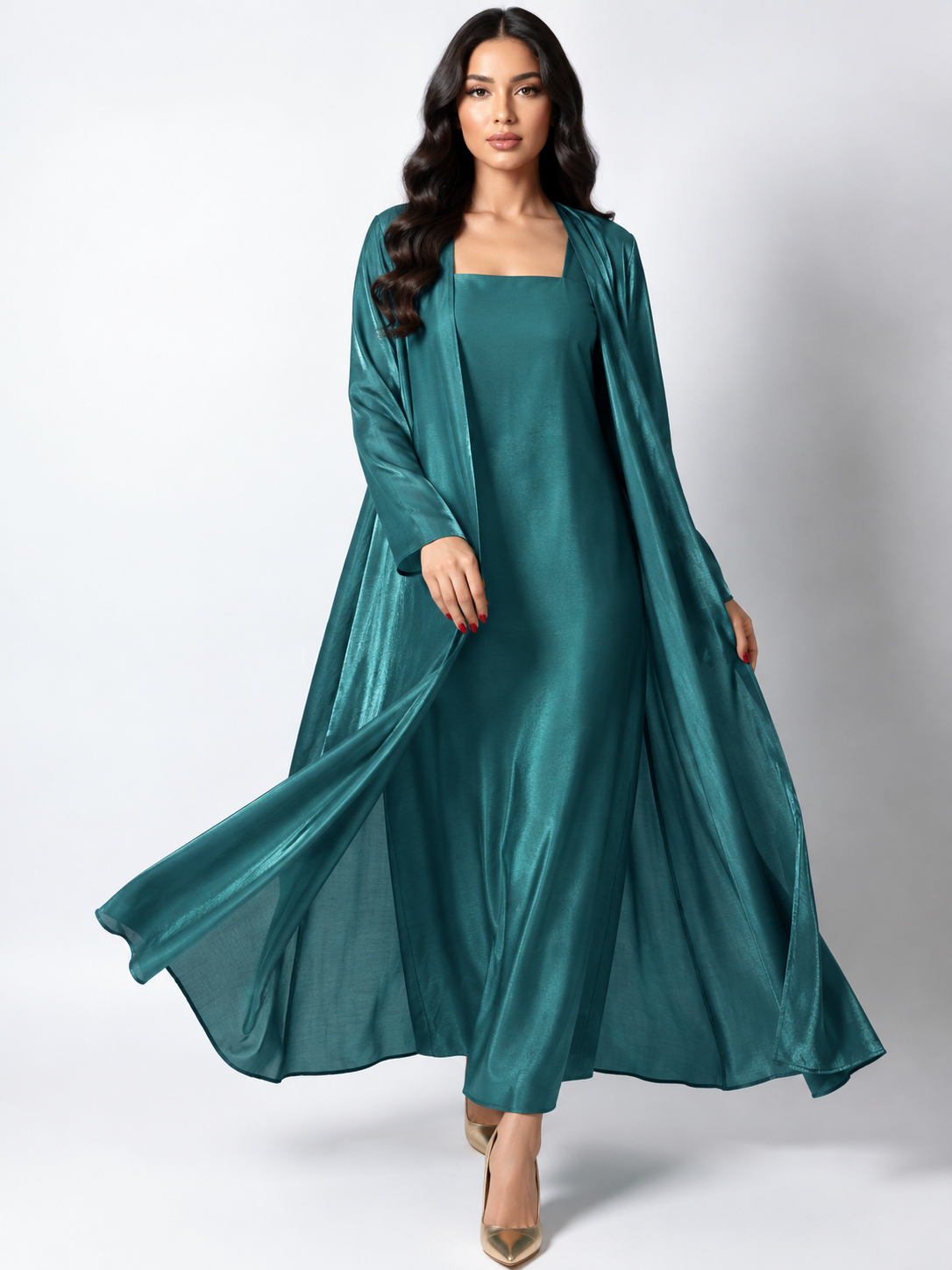 GIGI ORGANZA TEAL GREEN ABAYA