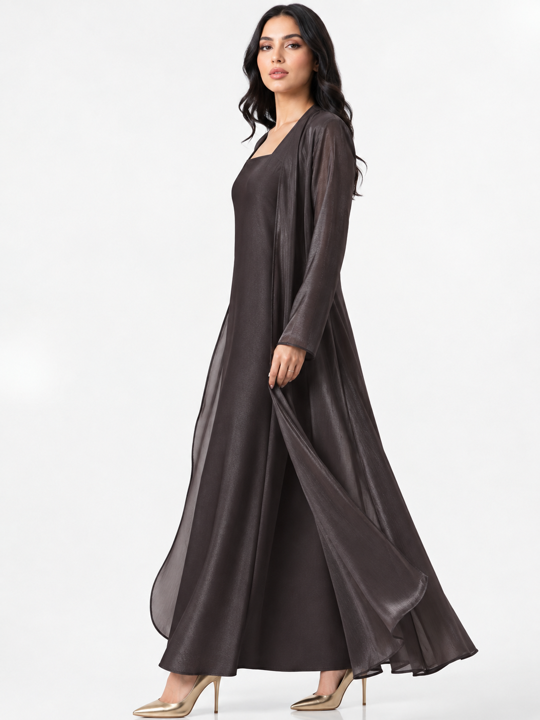 GIGI ORGANZA BROWN ABAYA