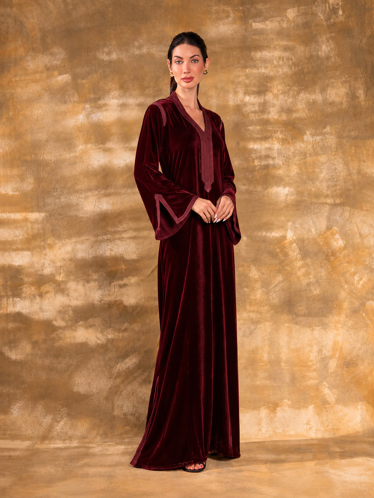 SANAA VELVET MAROON KAFTAN