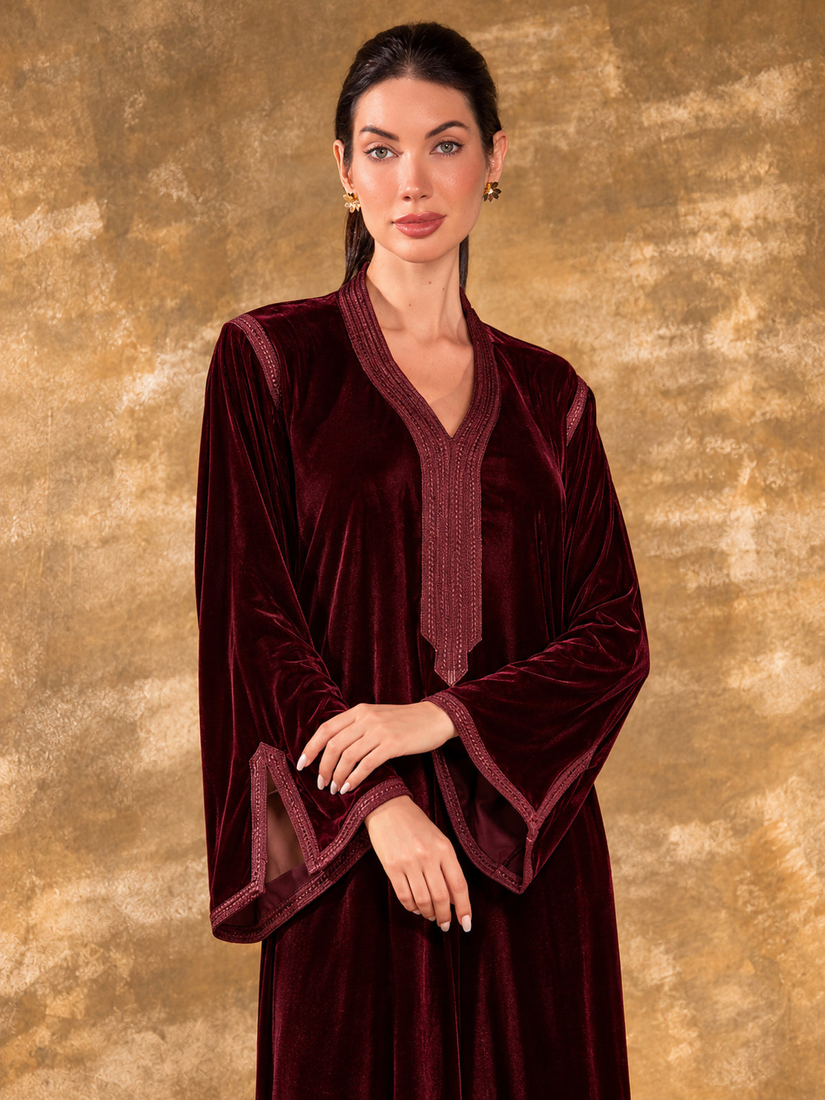 SANAA VELVET MAROON KAFTAN