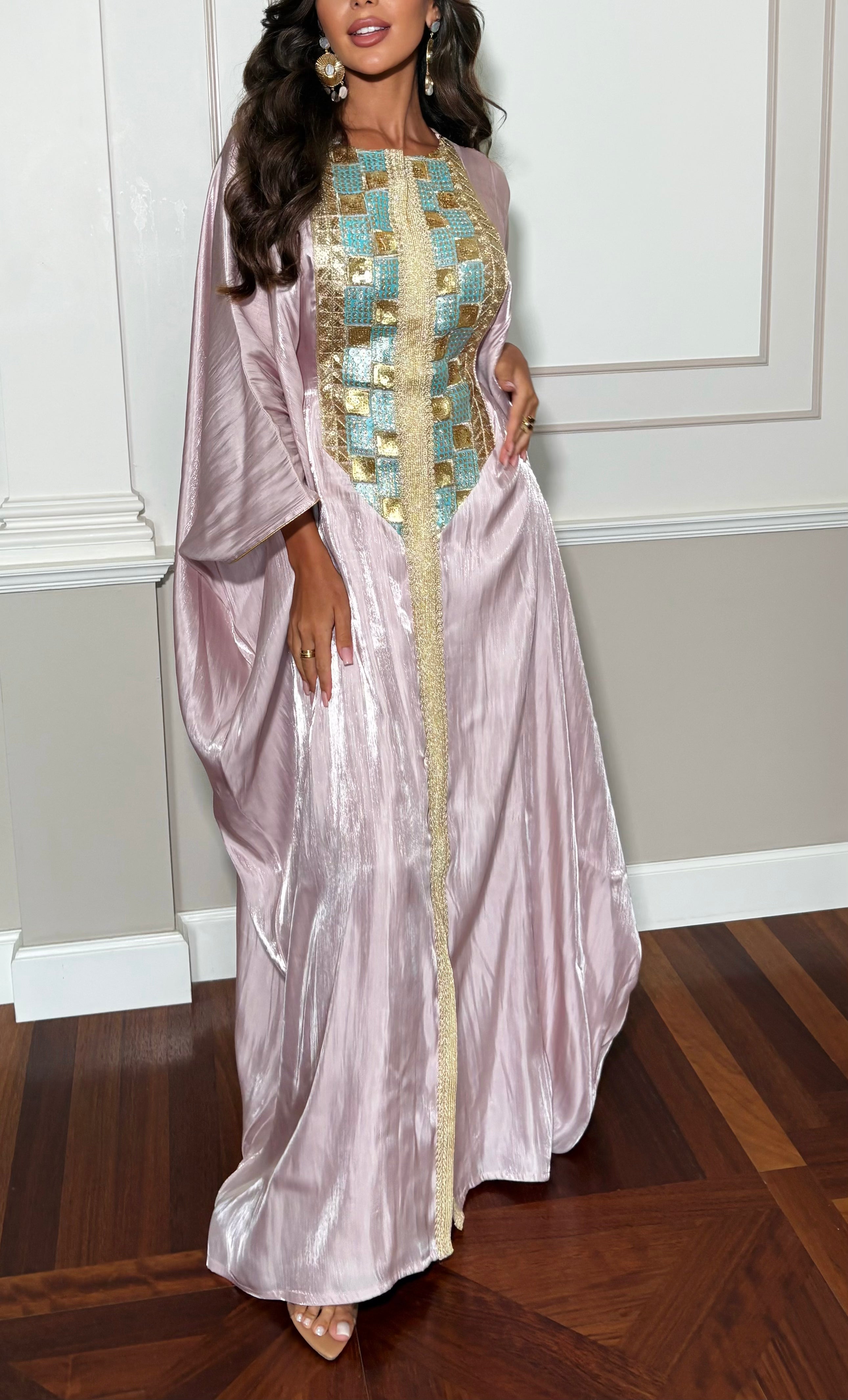 Pink Kaftan embroidery