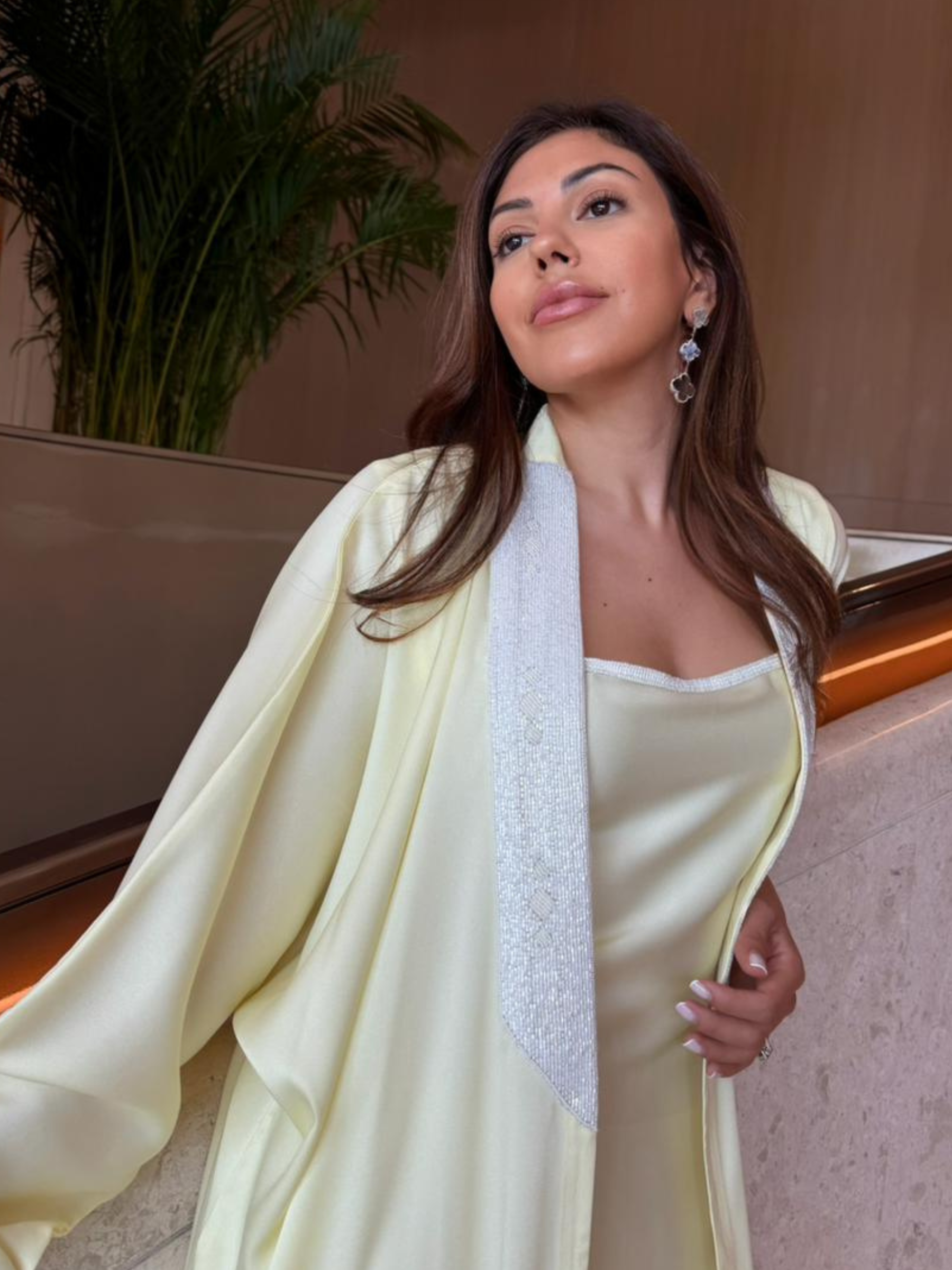 LADIA YELLOW EMBROIDERED ABAYA
