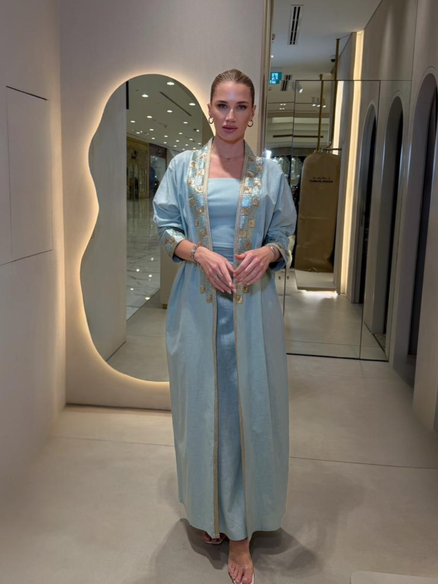 SAFA LINEN EMBELLISHED ABAYA