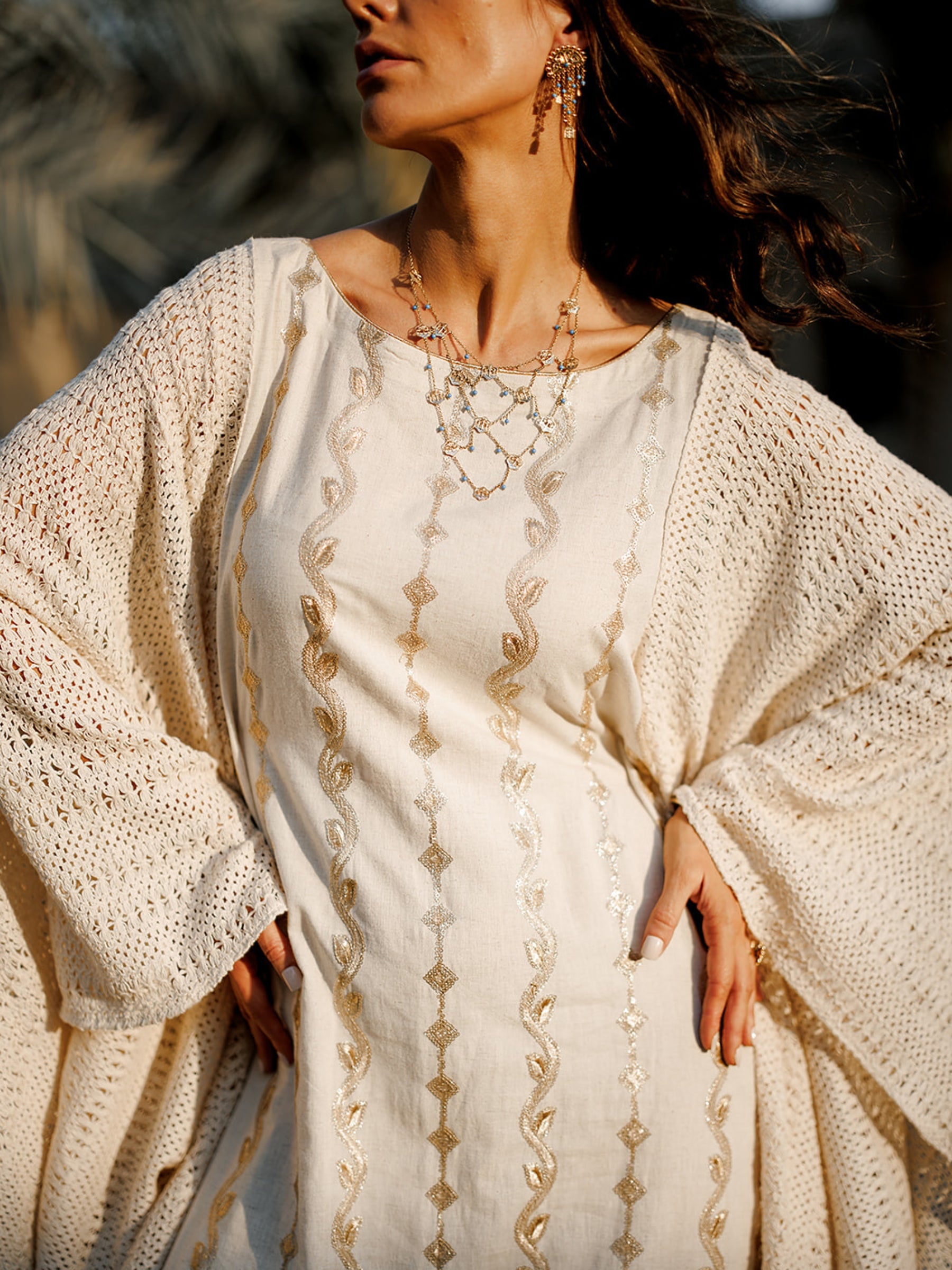 GHALA LINEN BEIGE KAFTAN