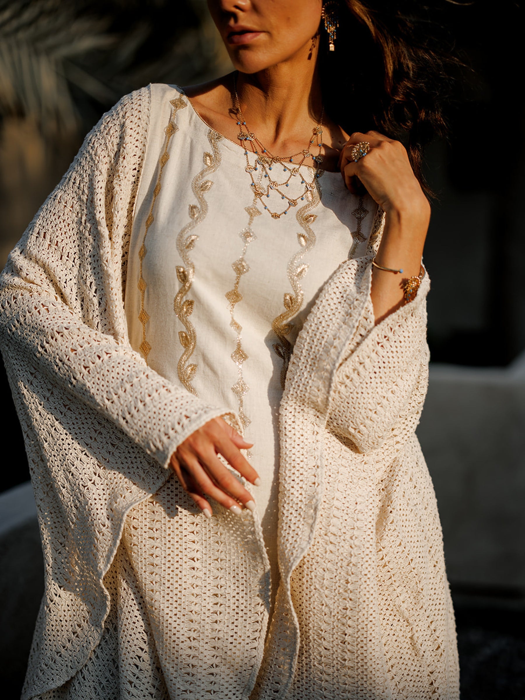 GHALA LINEN BEIGE KAFTAN