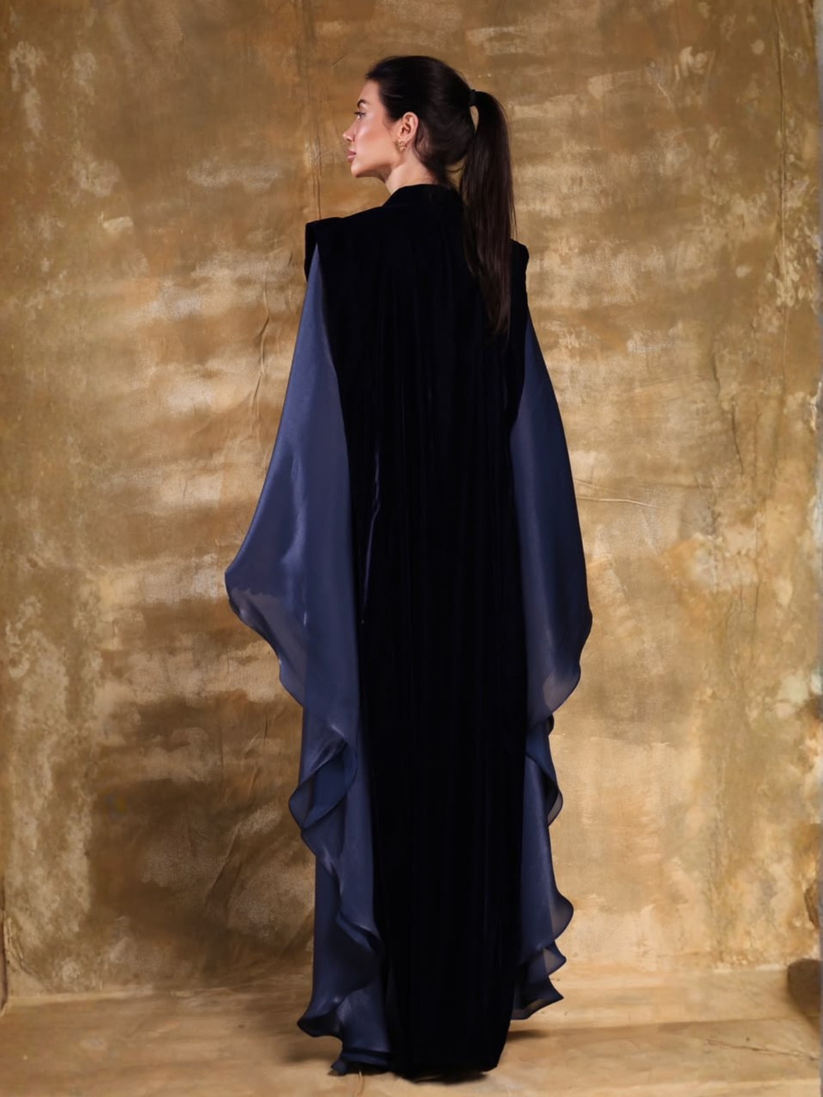 LAYAL BAVY BLUE VELVET KAFTAN