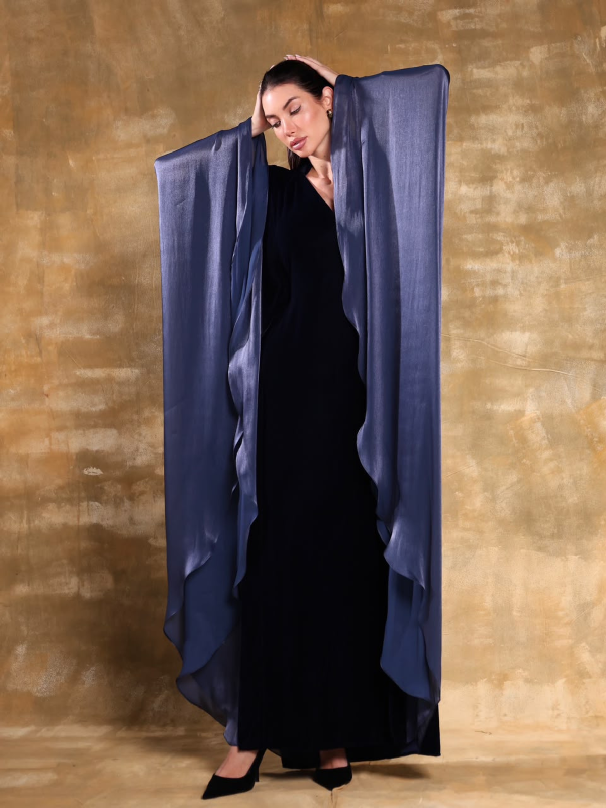 LAYAL BAVY BLUE VELVET KAFTAN