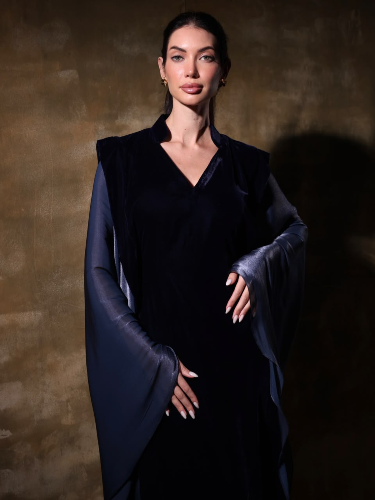 LAYAL BAVY BLUE VELVET KAFTAN