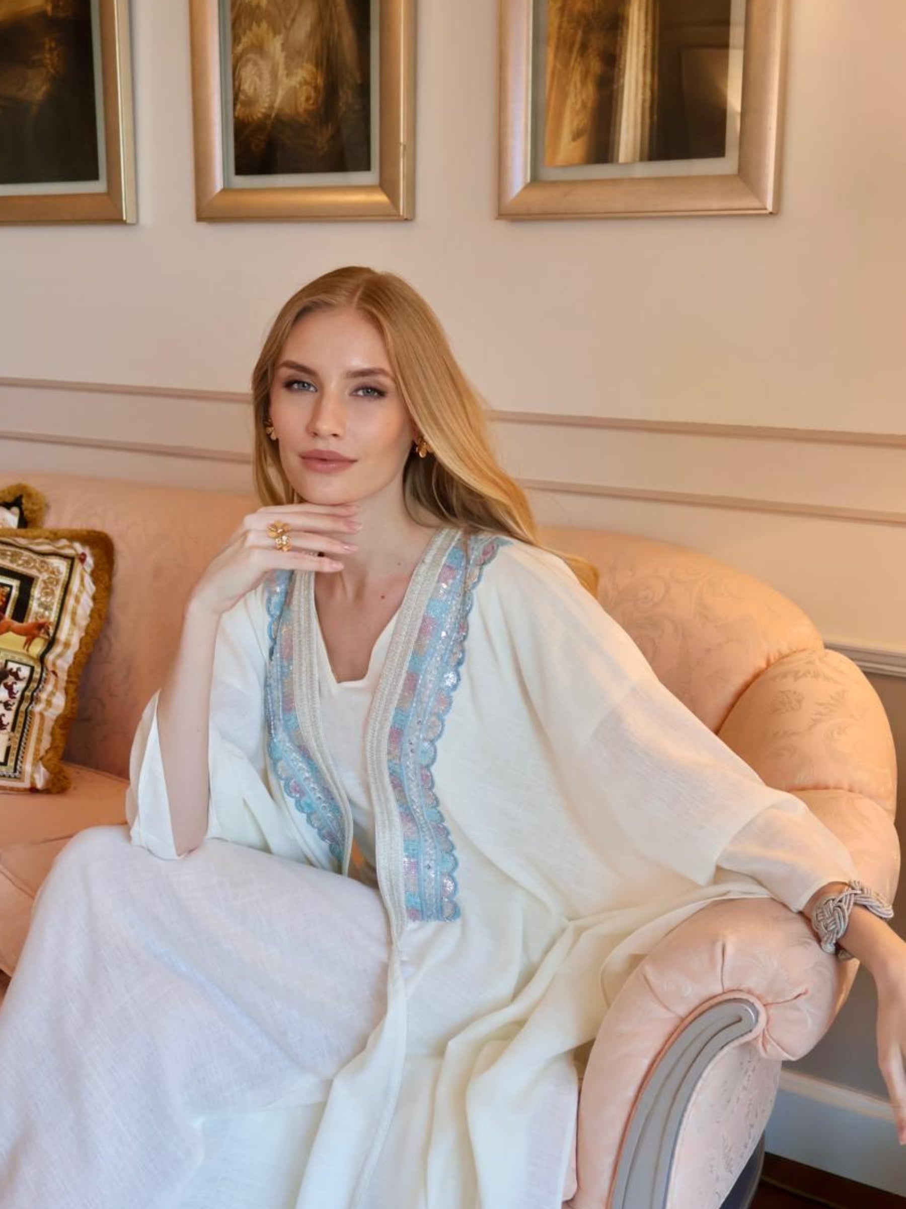 SAHAR LINEN EMBROIDERED ABAYA