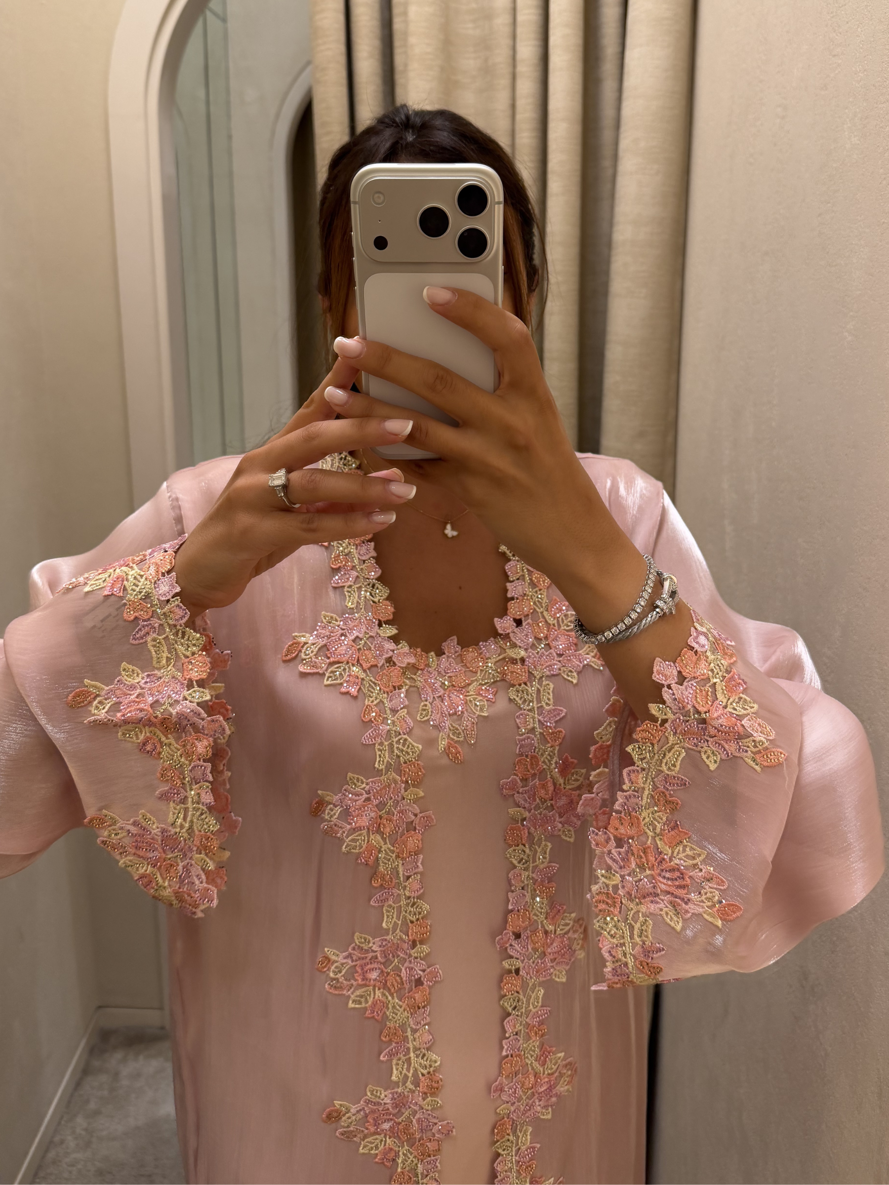LARA BLUSH PINK EMBROIDERED ABAYA