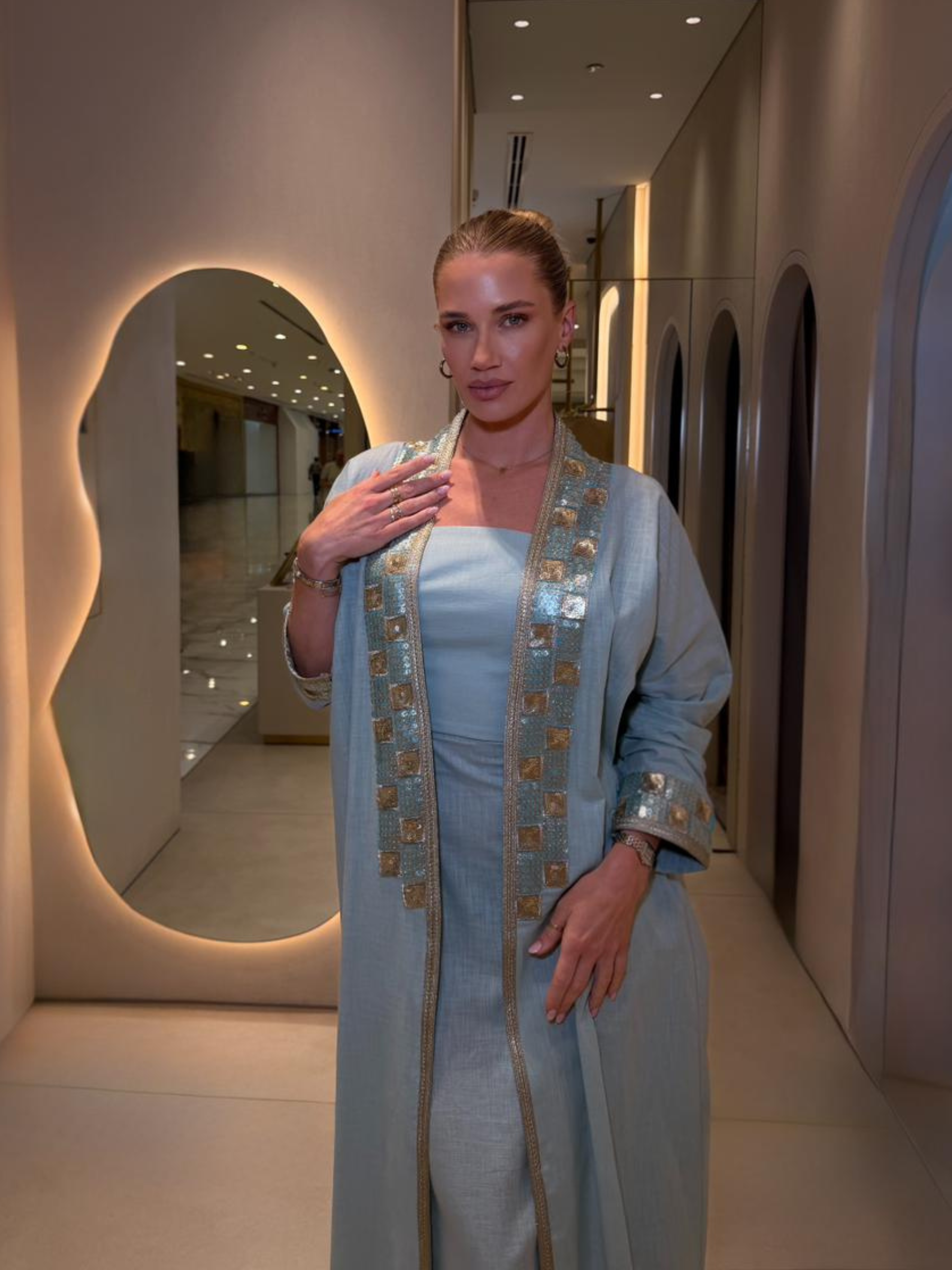 SAFA LINEN EMBELLISHED ABAYA