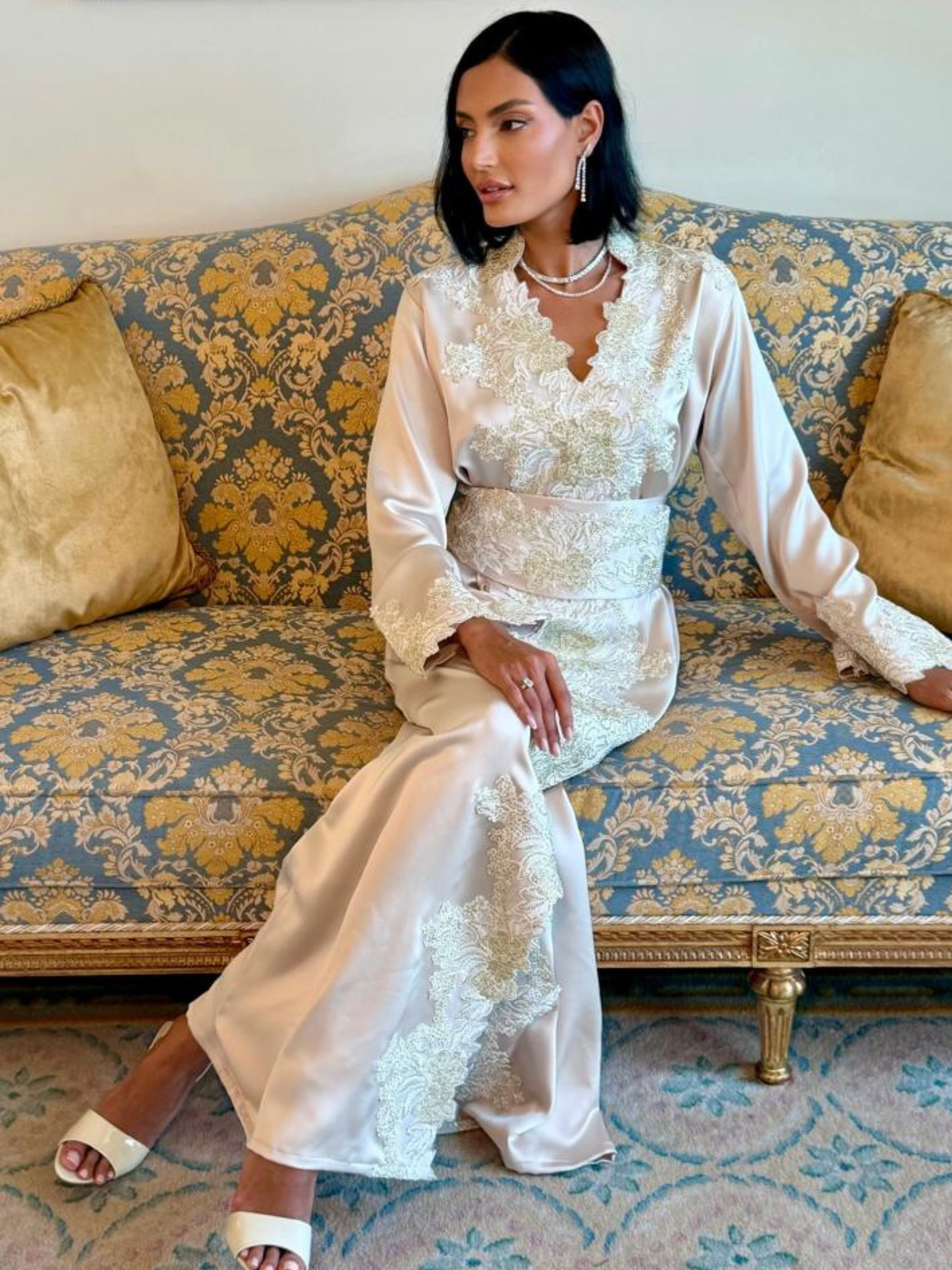 FIZA BEIGE EMBROIDERED KAFTAN