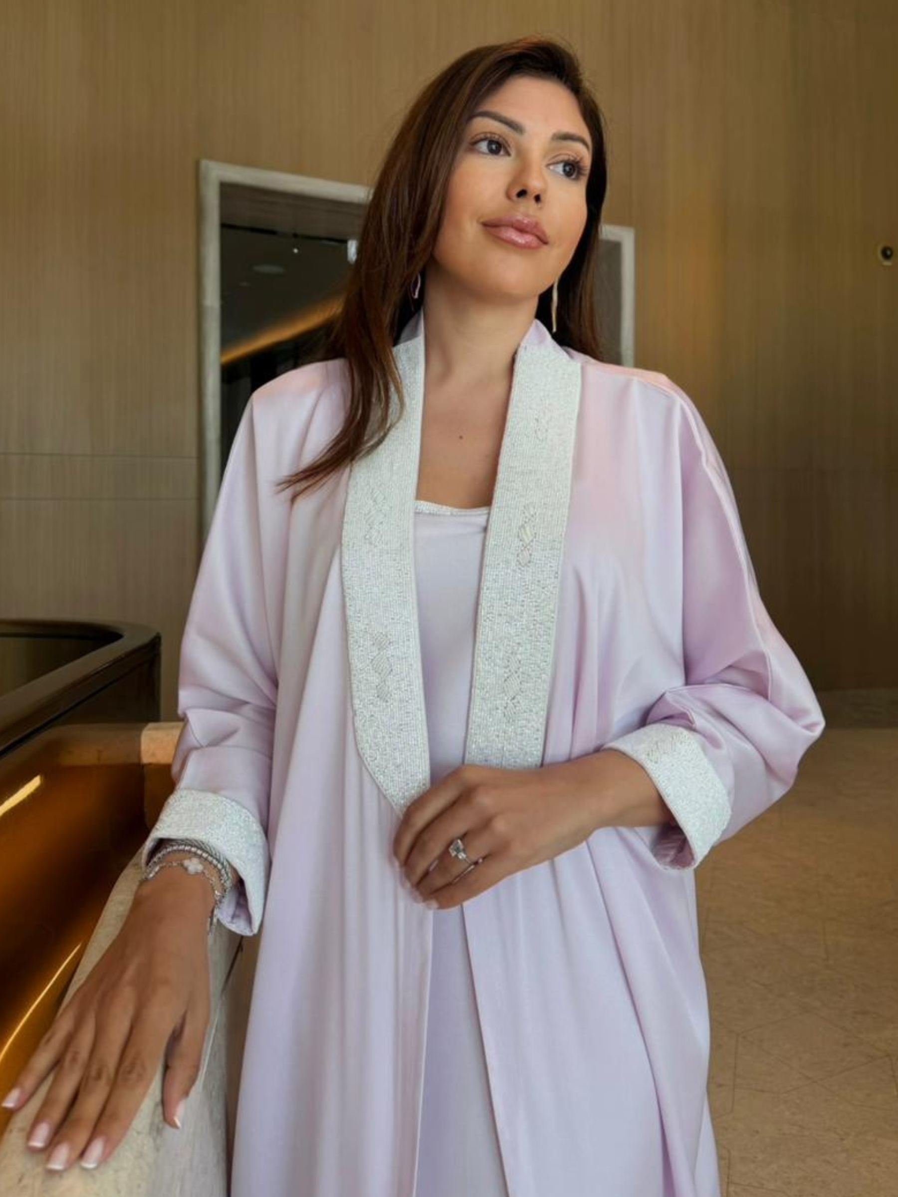 LADIA LIGHT PURPLE EMBROIDERED ABAYA
