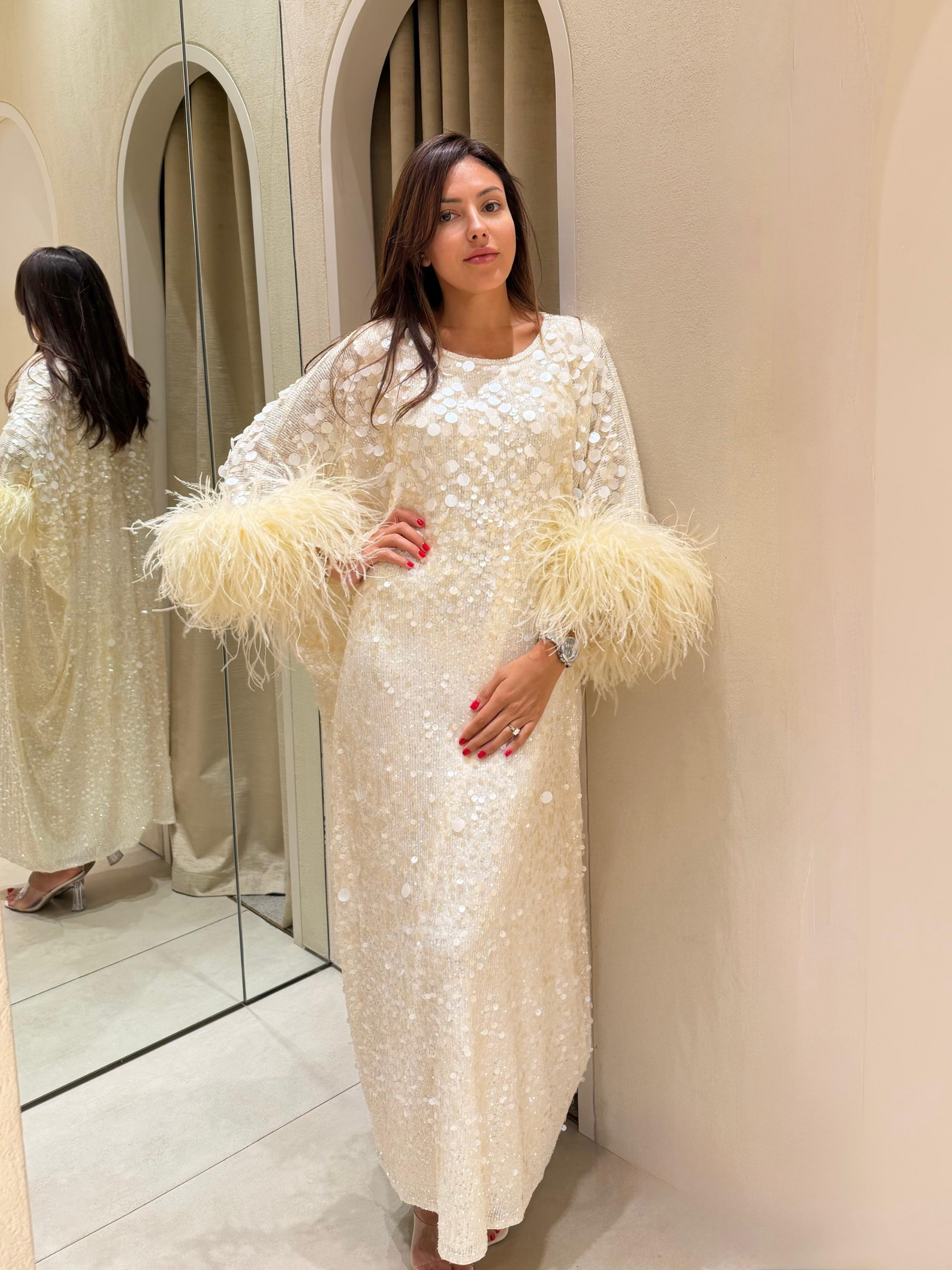 LUMI EMBELLISHED FEATHER KAFTAN