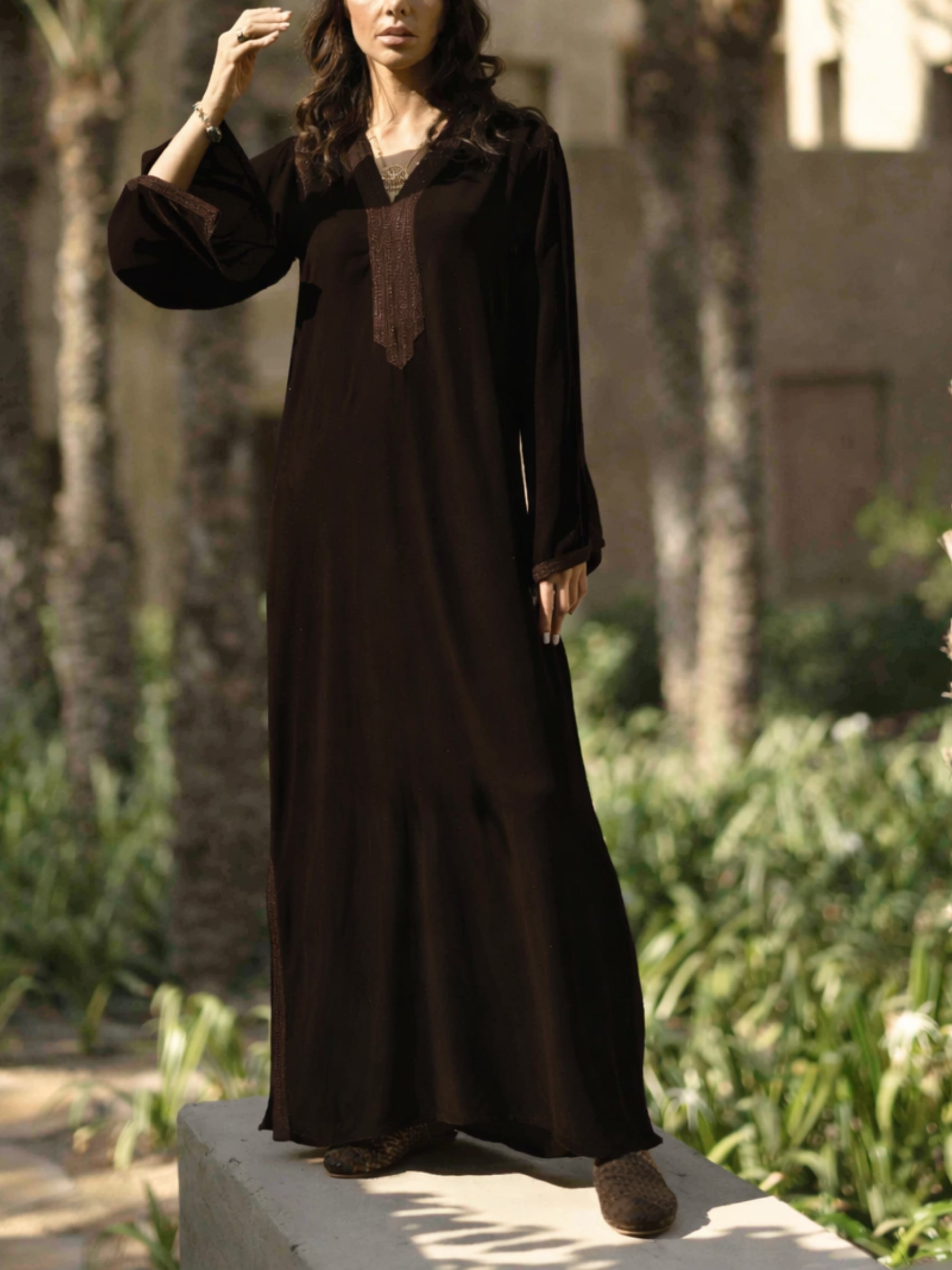 SANAA VELVET DEEP BROWN KAFTAN