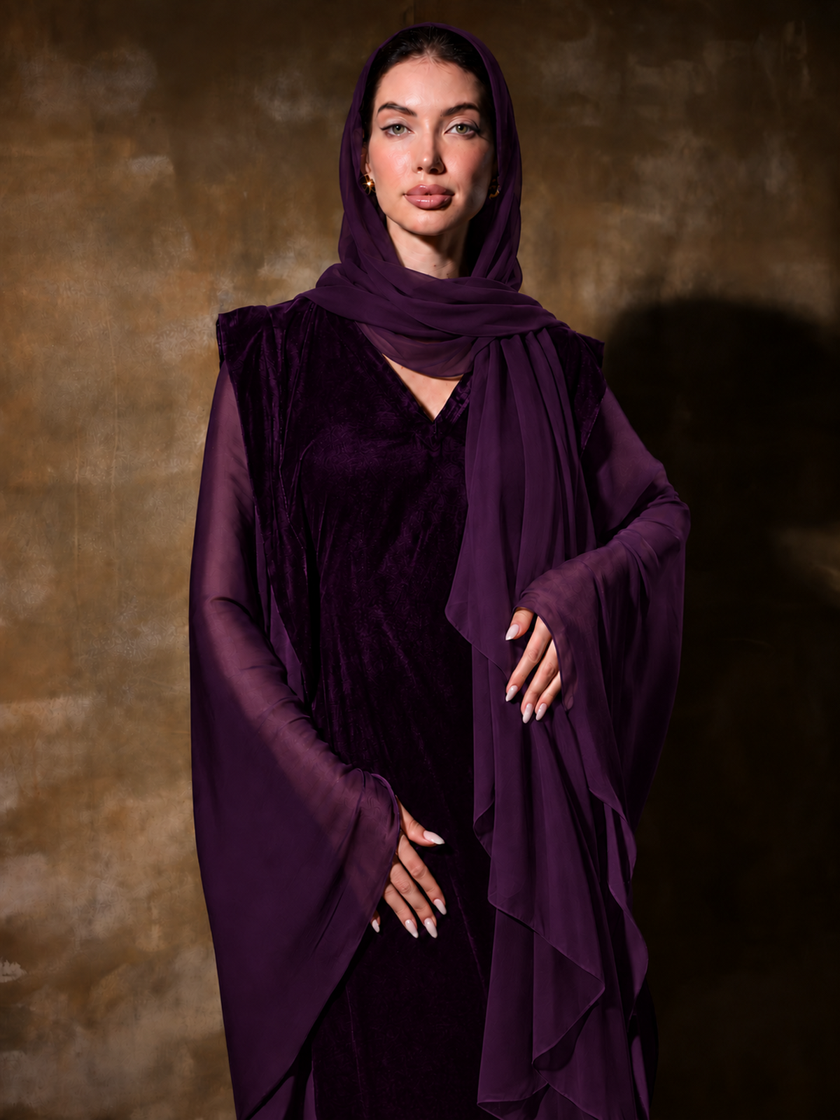 SHAWL CHIFFON DARK PURPLE