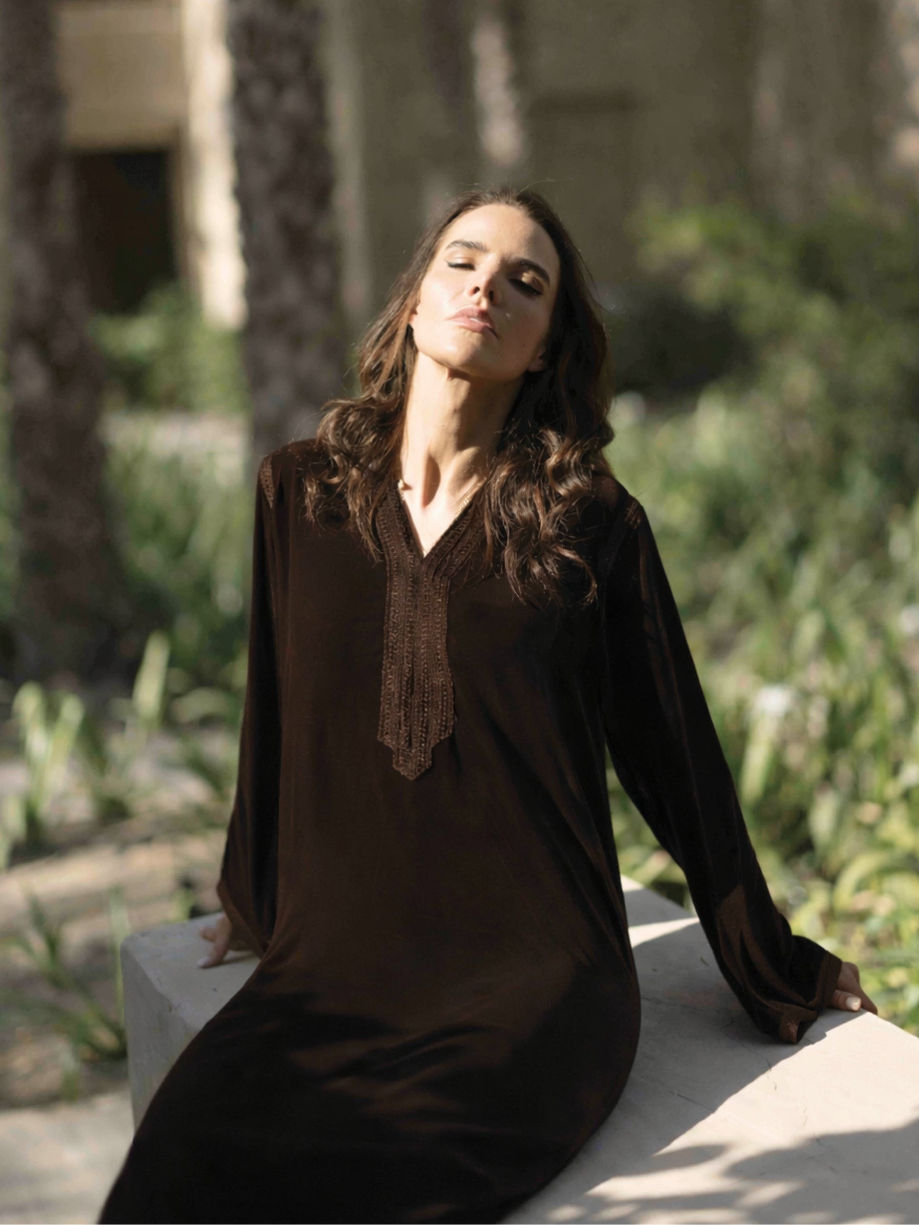 SANAA VELVET DEEP BROWN KAFTAN