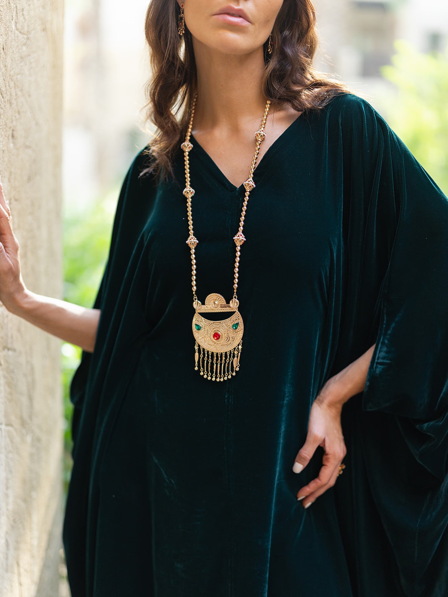 NIHAL VELVET GREEN KAFTAN