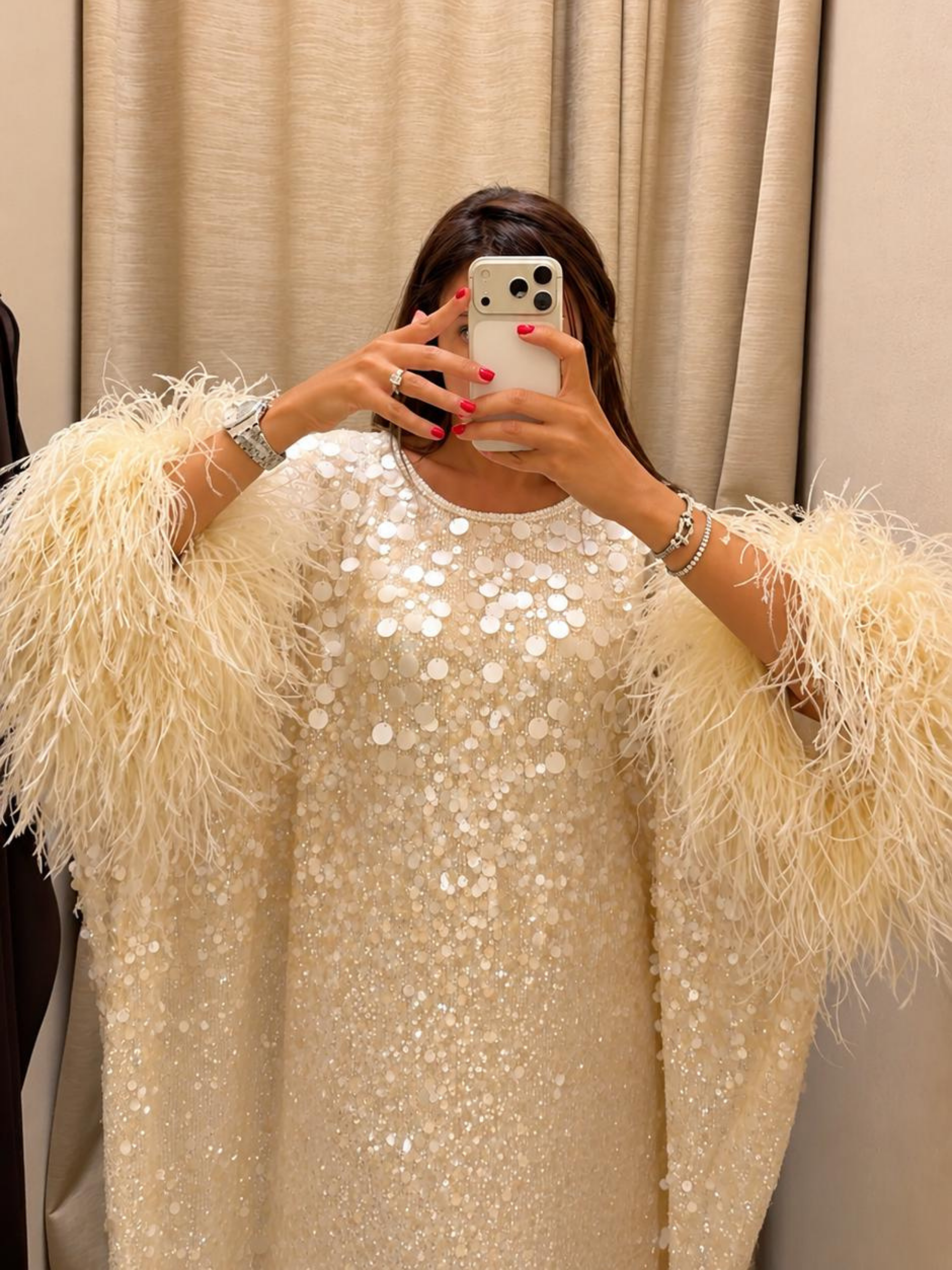 LUMI EMBELLISHED FEATHER KAFTAN