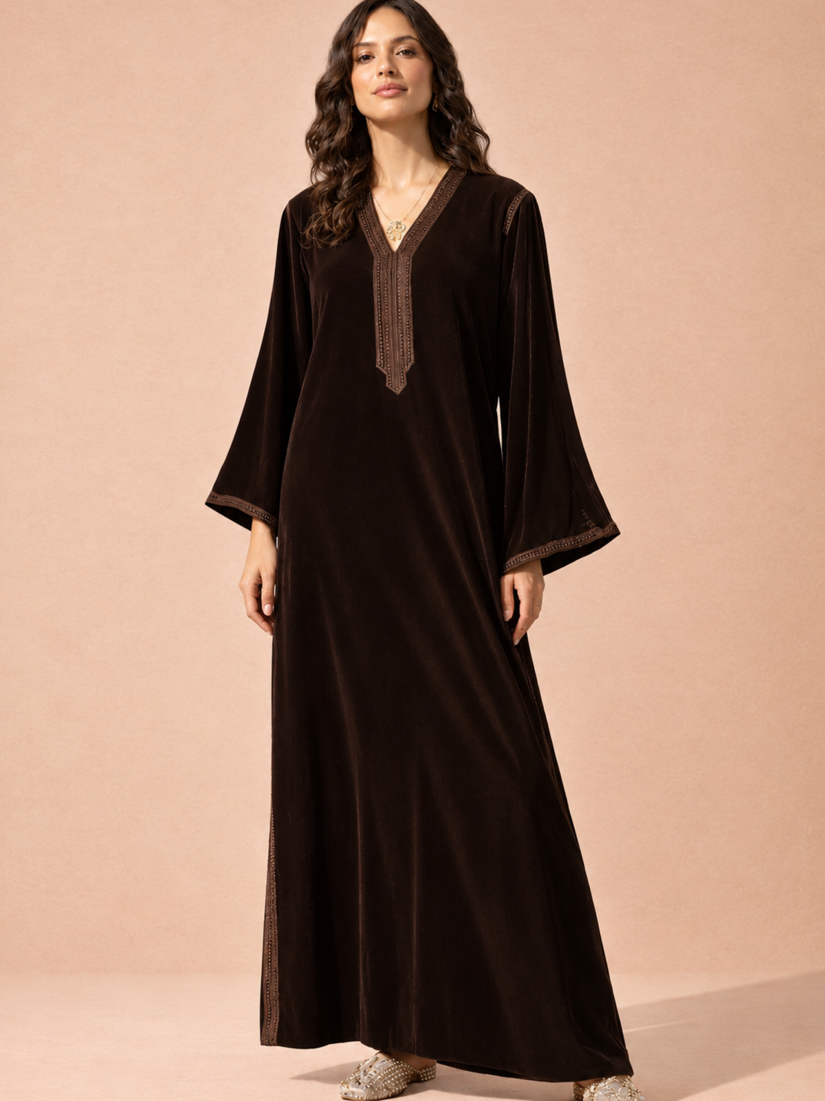 SANAA VELVET DEEP BROWN KAFTAN