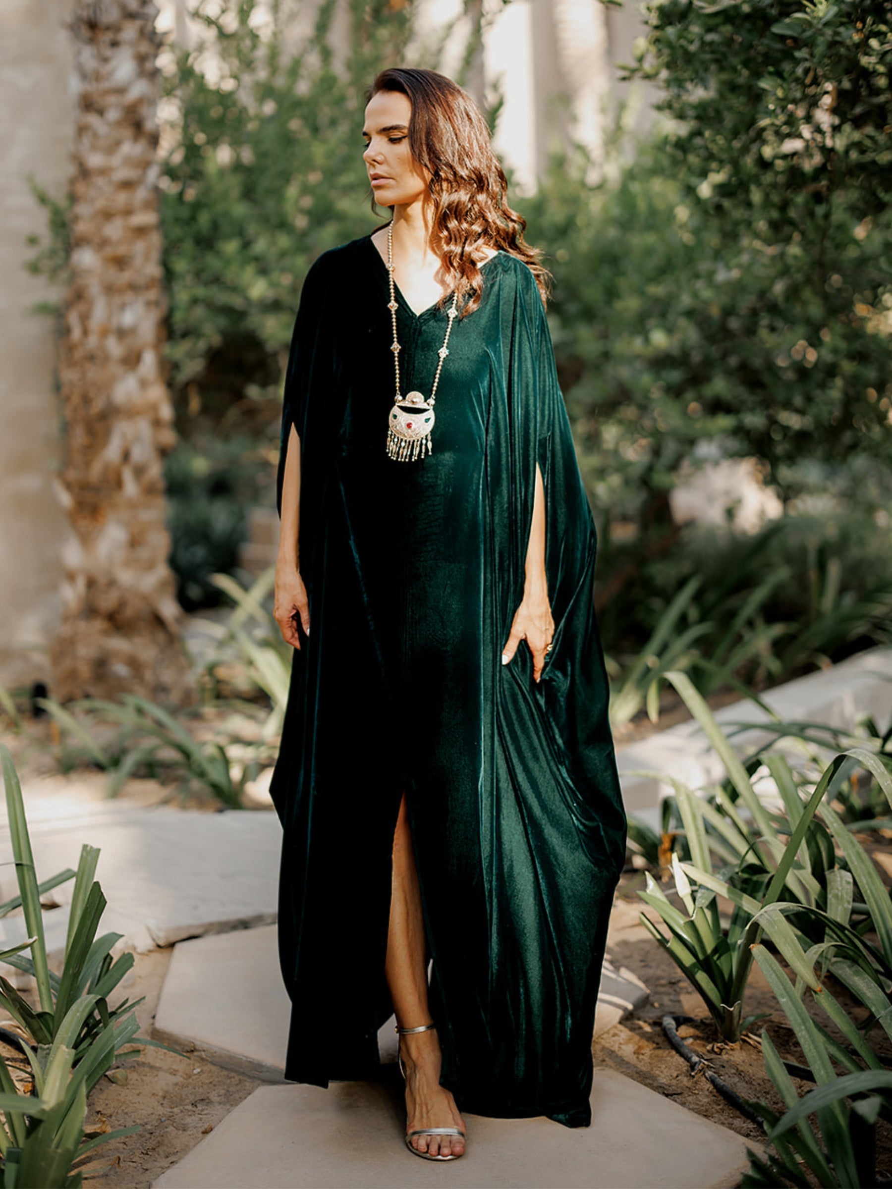 NIHAL VELVET GREEN KAFTAN