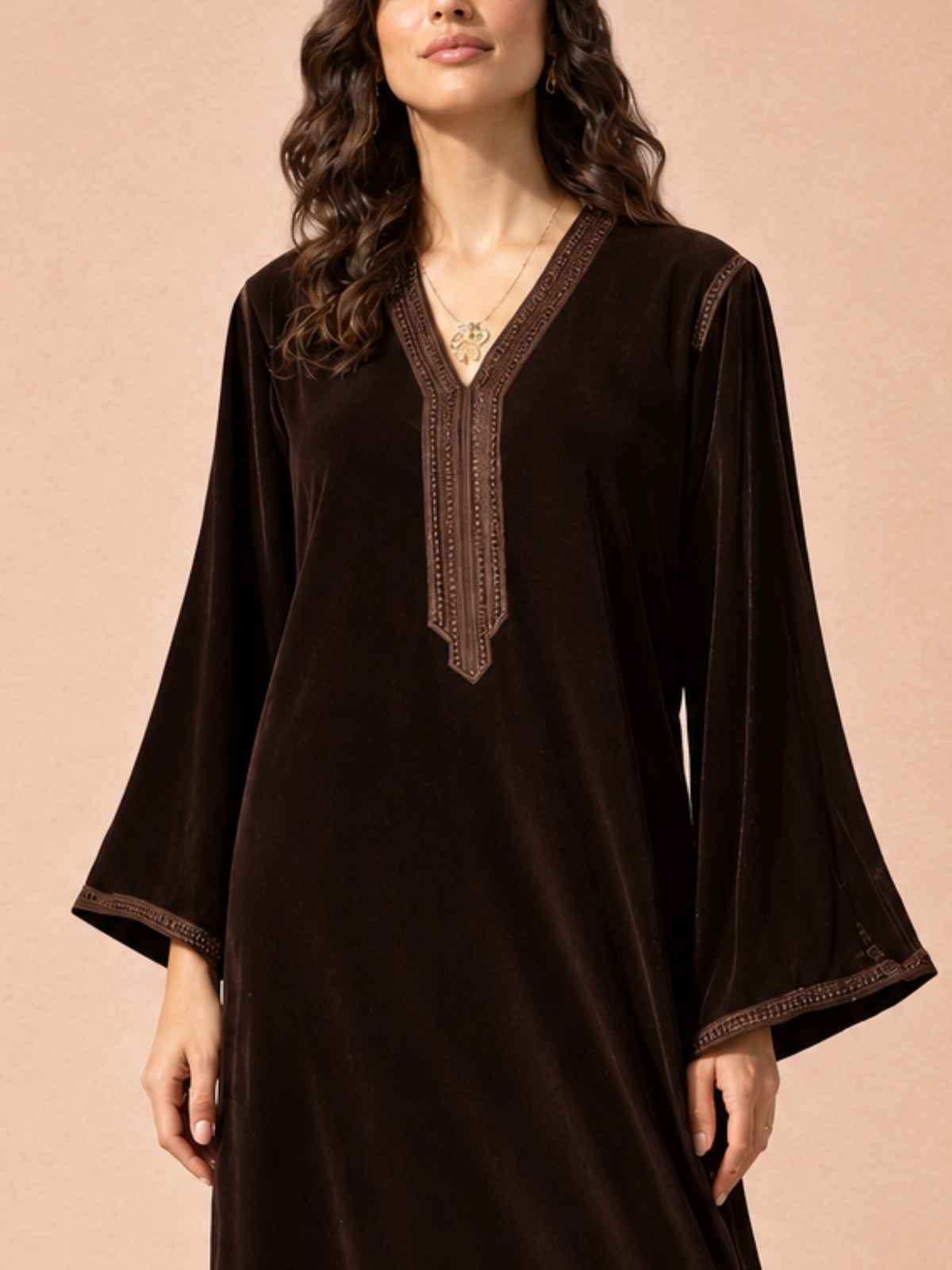 SANAA VELVET DEEP BROWN KAFTAN