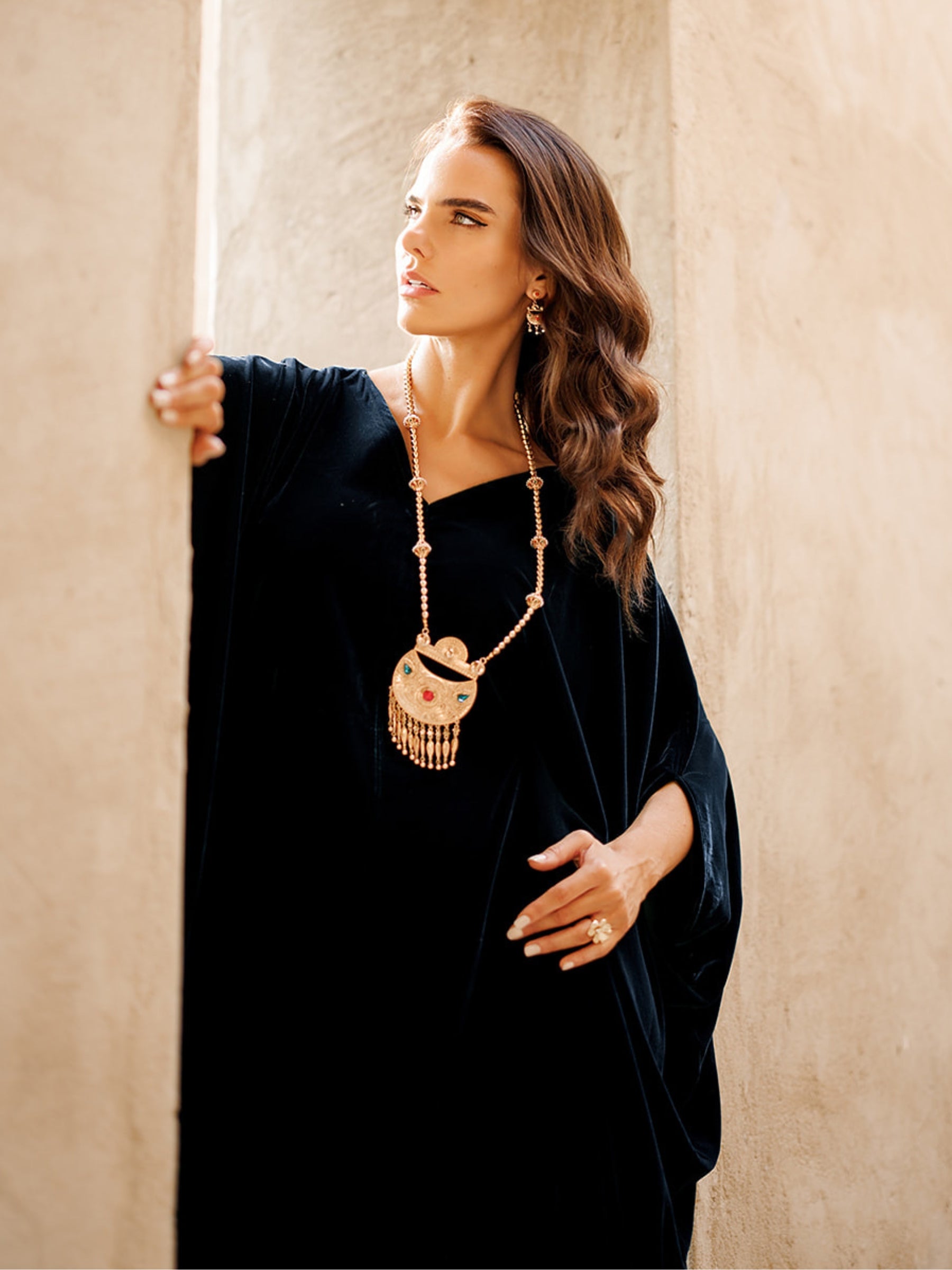 NIHAL VELVET BLACK KAFTAN