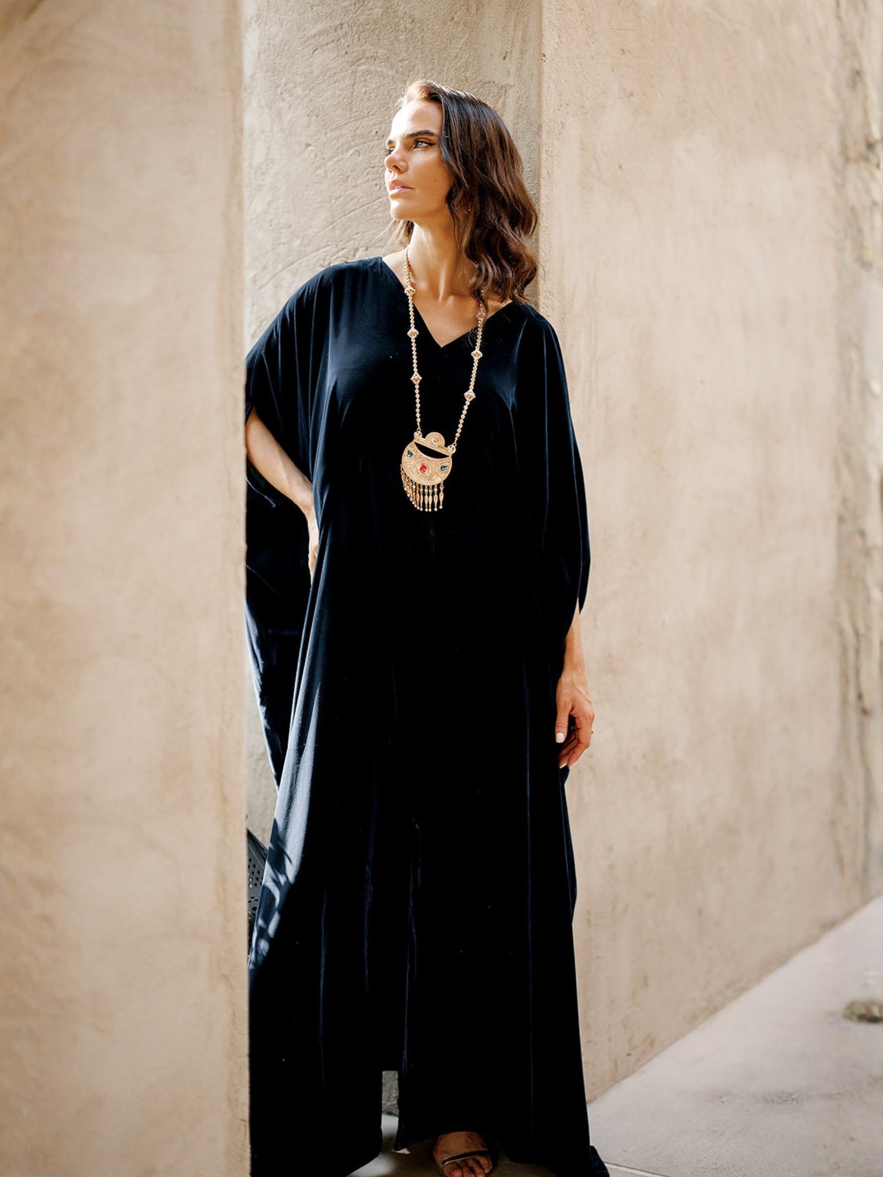 NIHAL VELVET BLACK KAFTAN