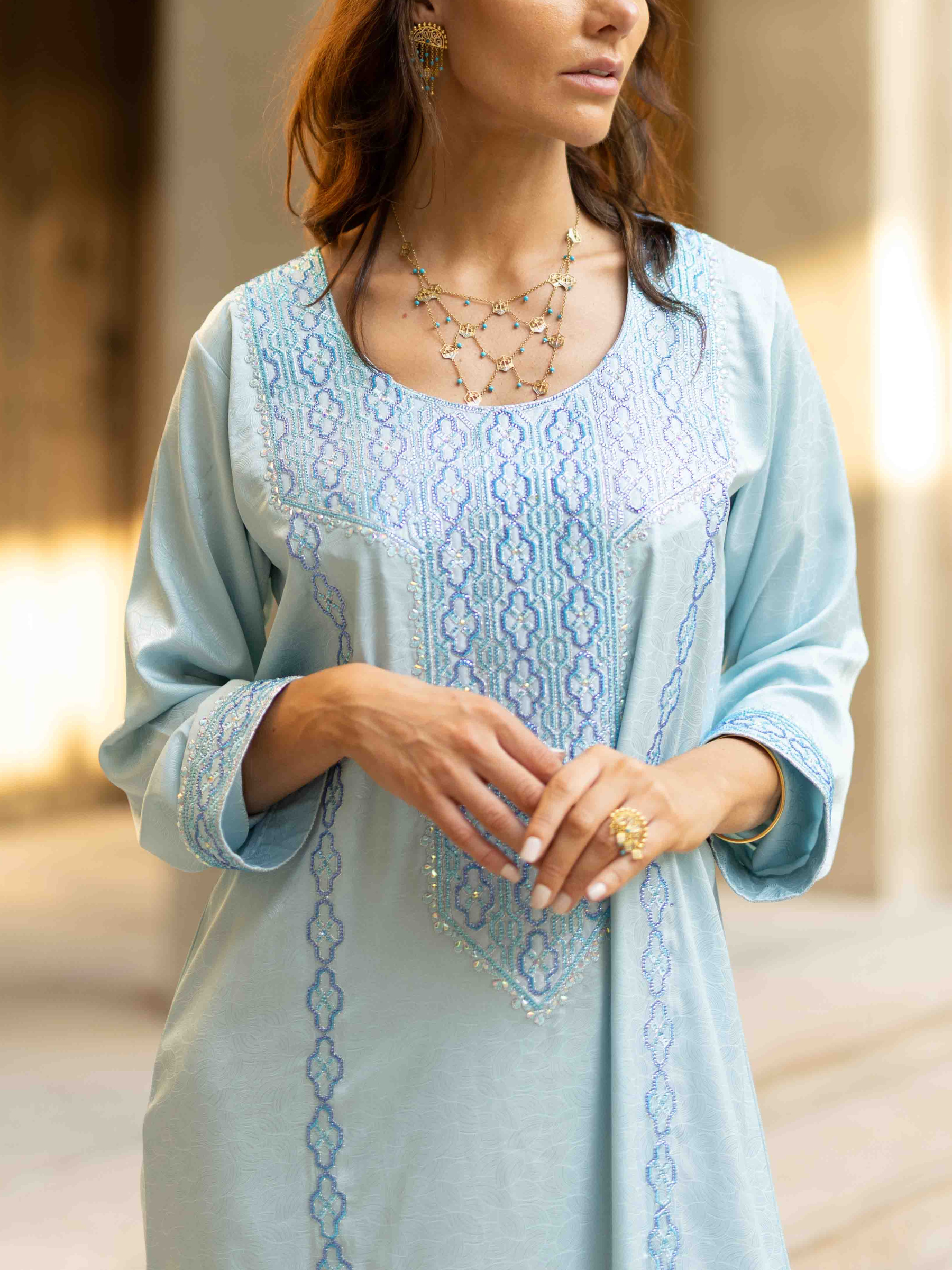 NOOR LIGHT BLUE MUKHAWAR