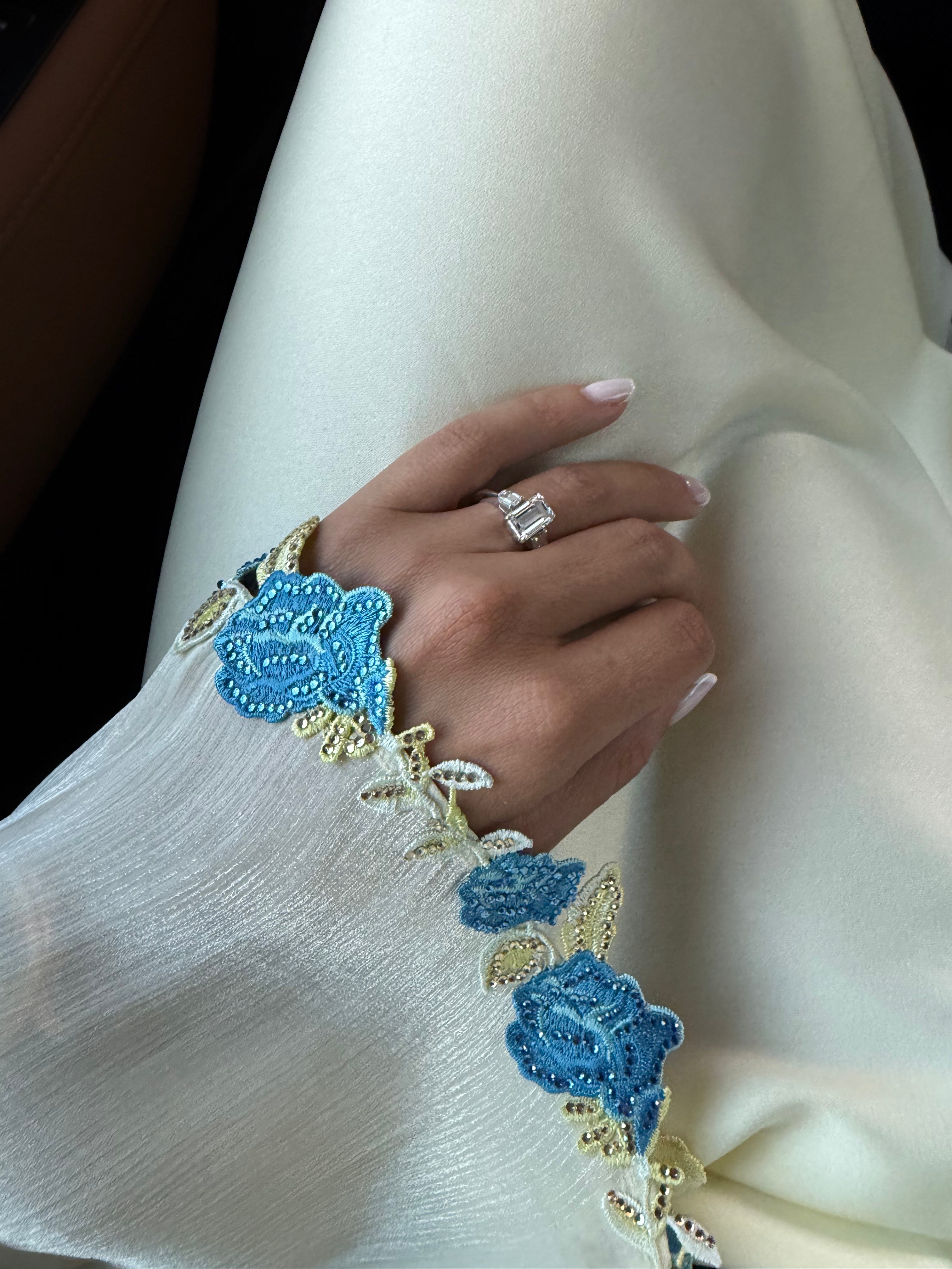 AYA BUTTER YELLOW EMBROIDERED ABAYA