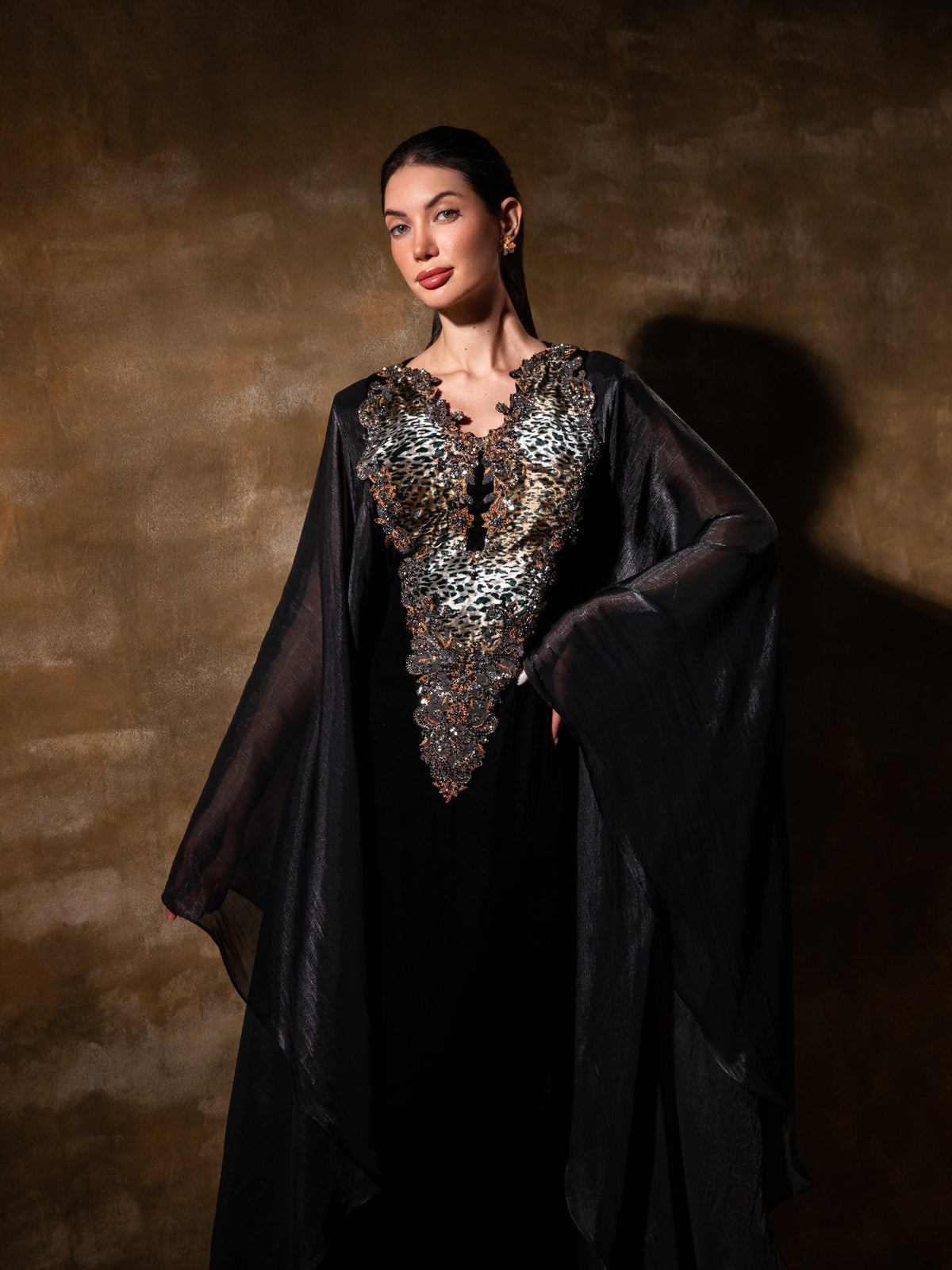 GHAZAL BLACK EMBROIDERED KAFTAN