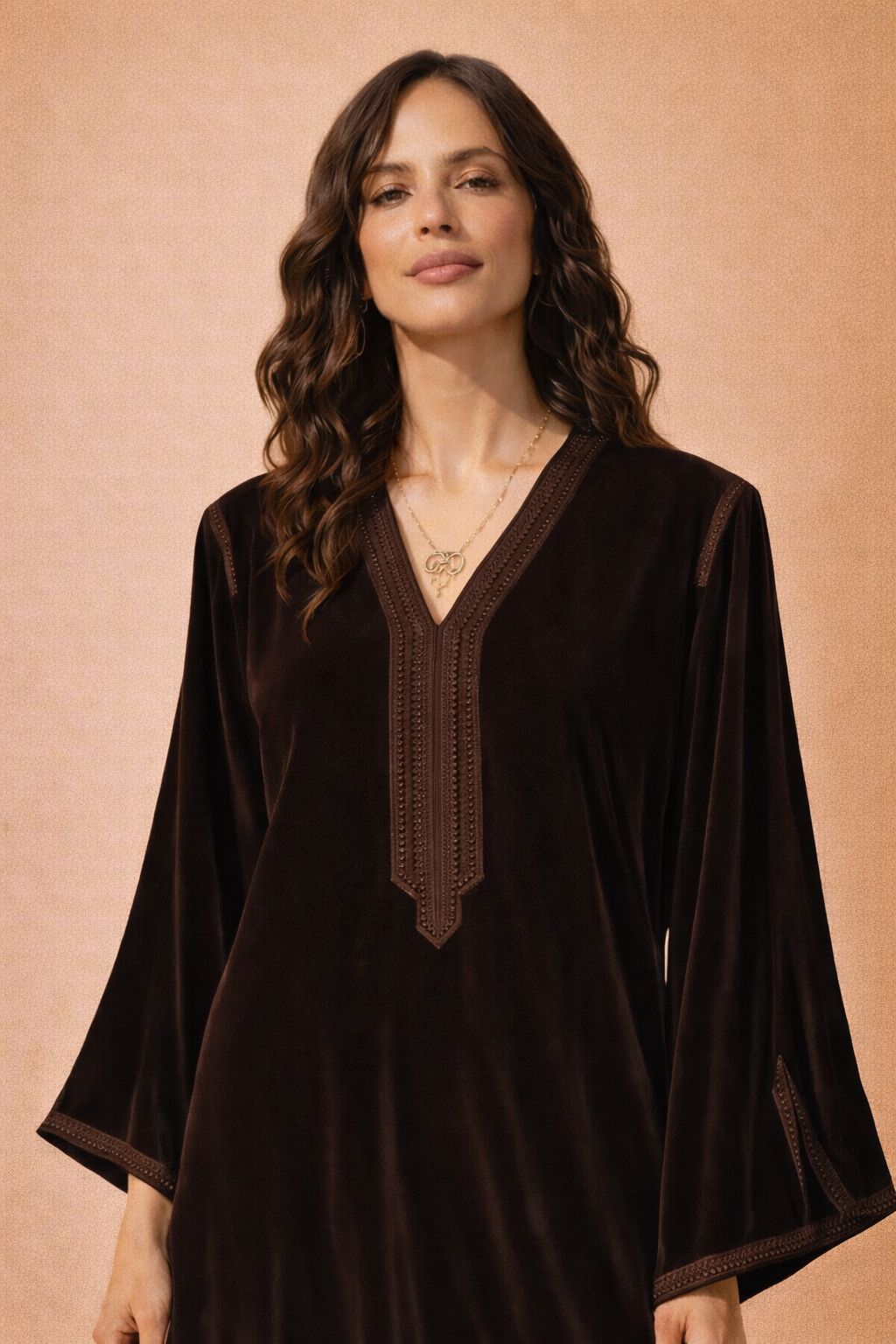 SANAA VELVET DEEP BROWN KAFTAN