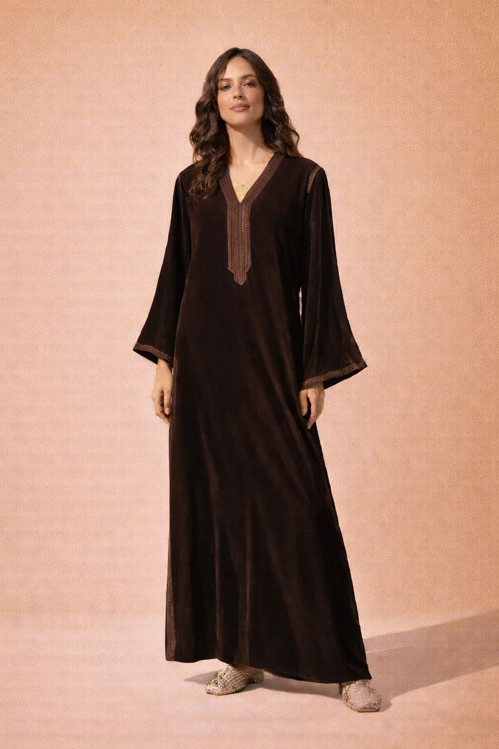 SANAA VELVET DEEP BROWN KAFTAN