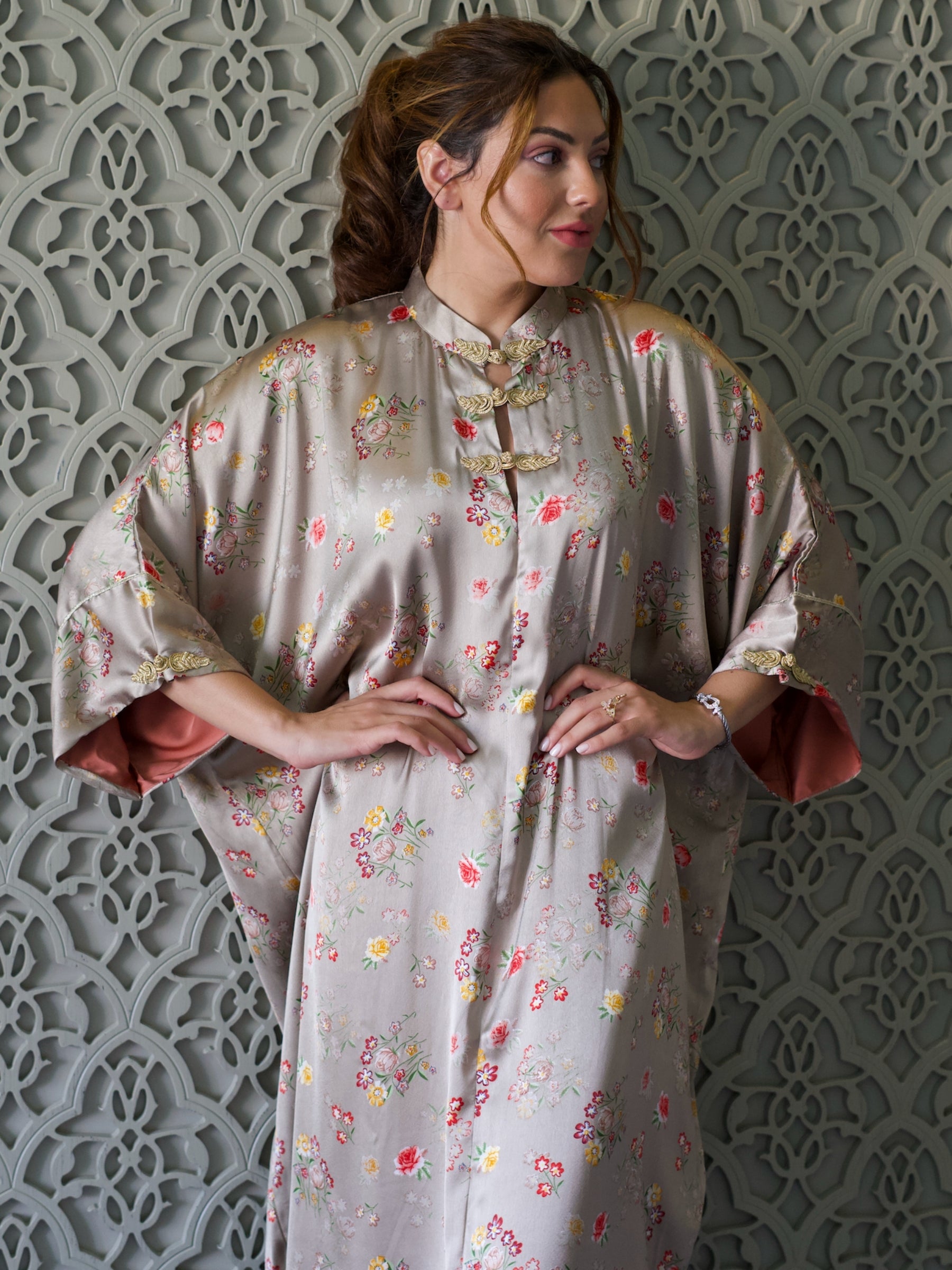 Maison Arabelle Chinese collar kaftan 