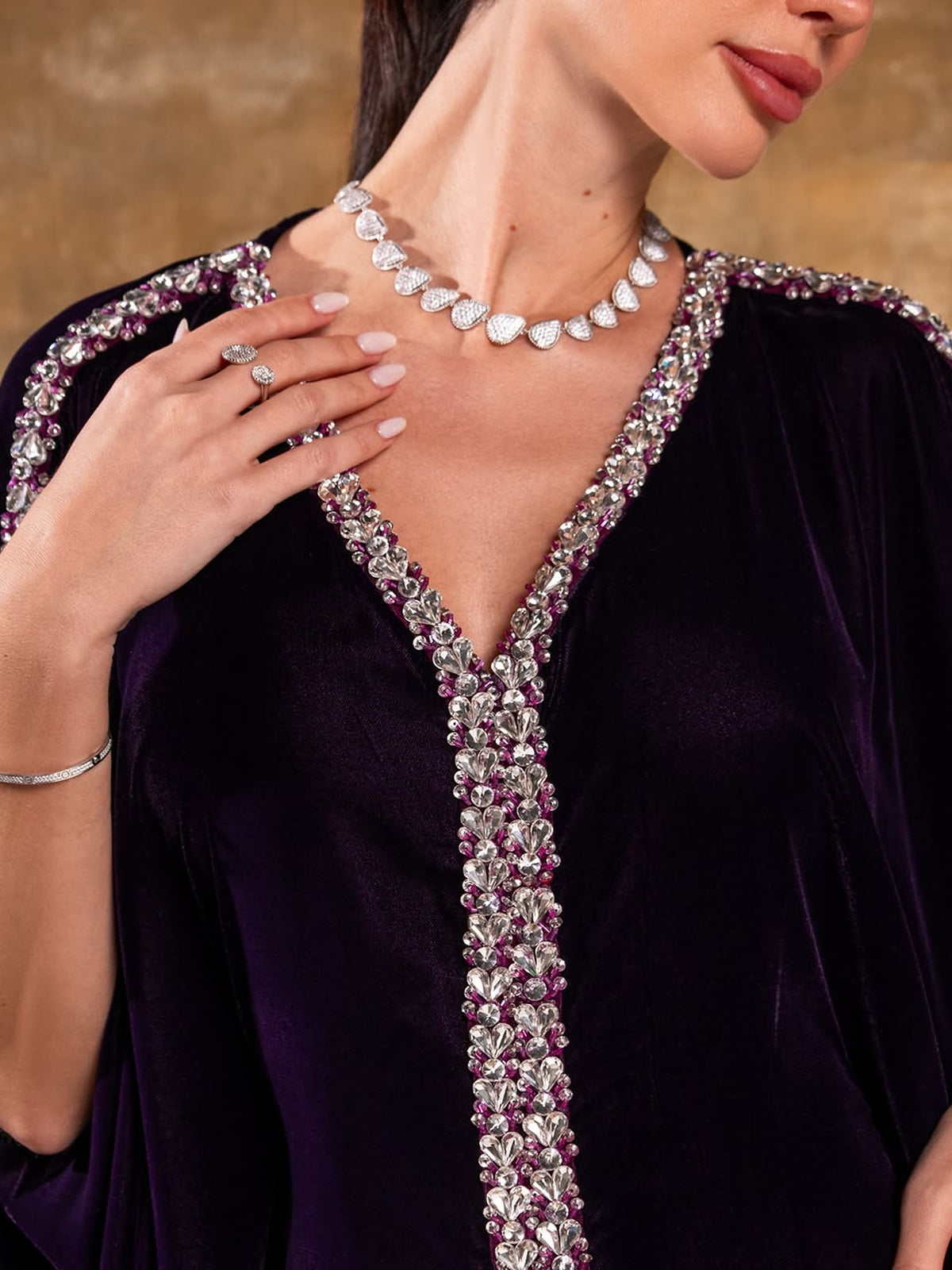 SUHA RICH PURPLE EMBROIDERED KAFTAN