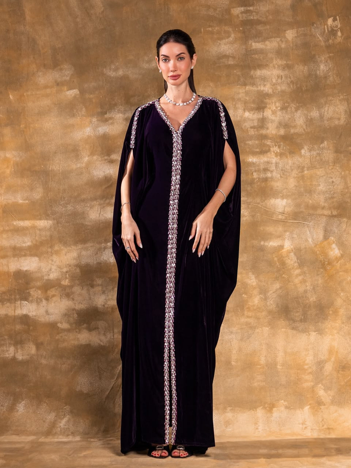 SUHA RICH PURPLE EMBROIDERED KAFTAN